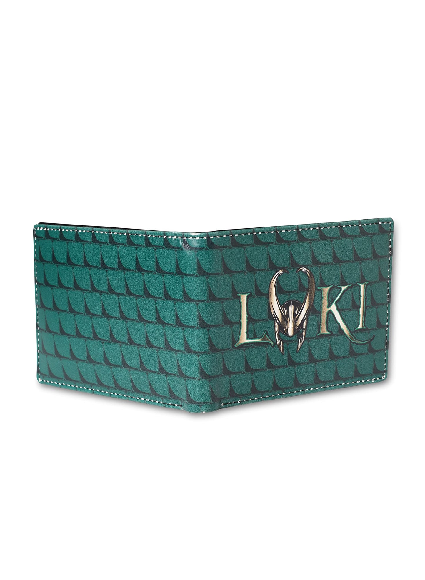 KARA Unisex Bifold Green Wallet Faux Leather Superhero Printed Canvas Purse with Metal Tin Box