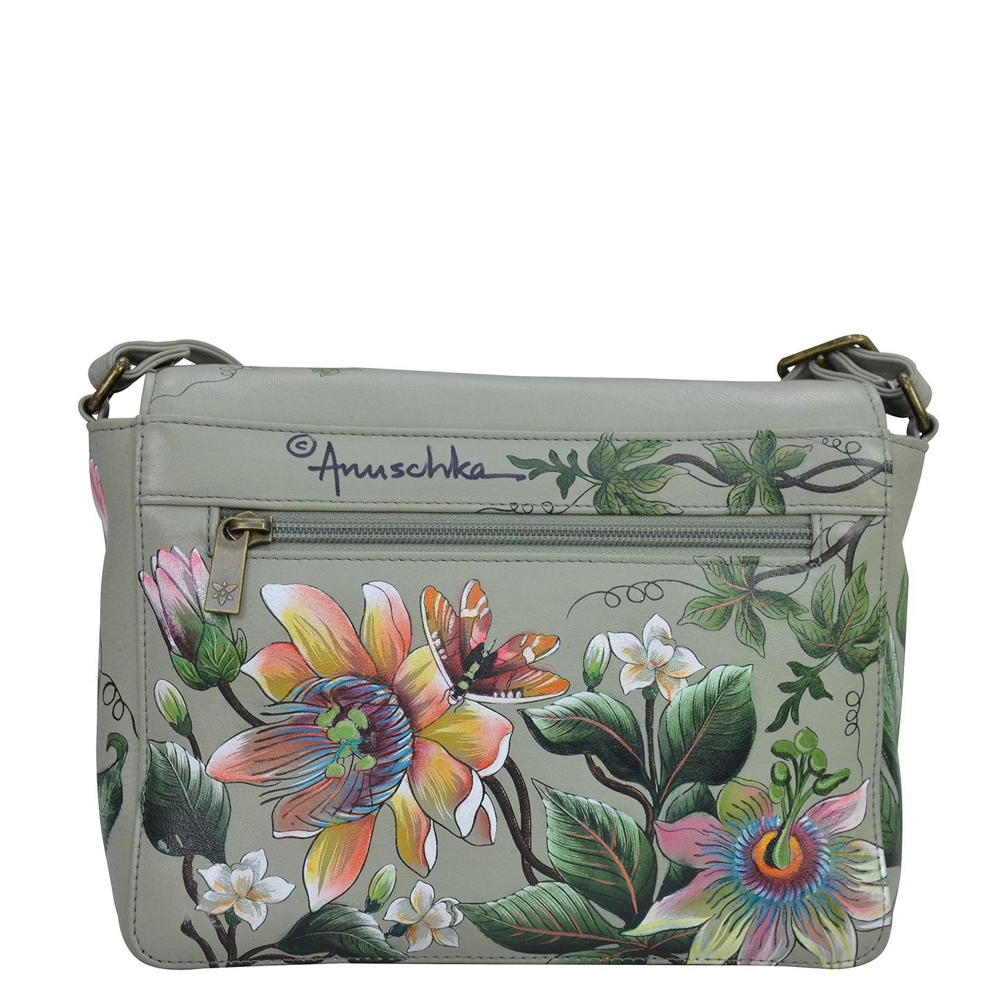 Anuschka Women’s Hand-Painted Genuine Leather Flap Crossbody - Floral Passion