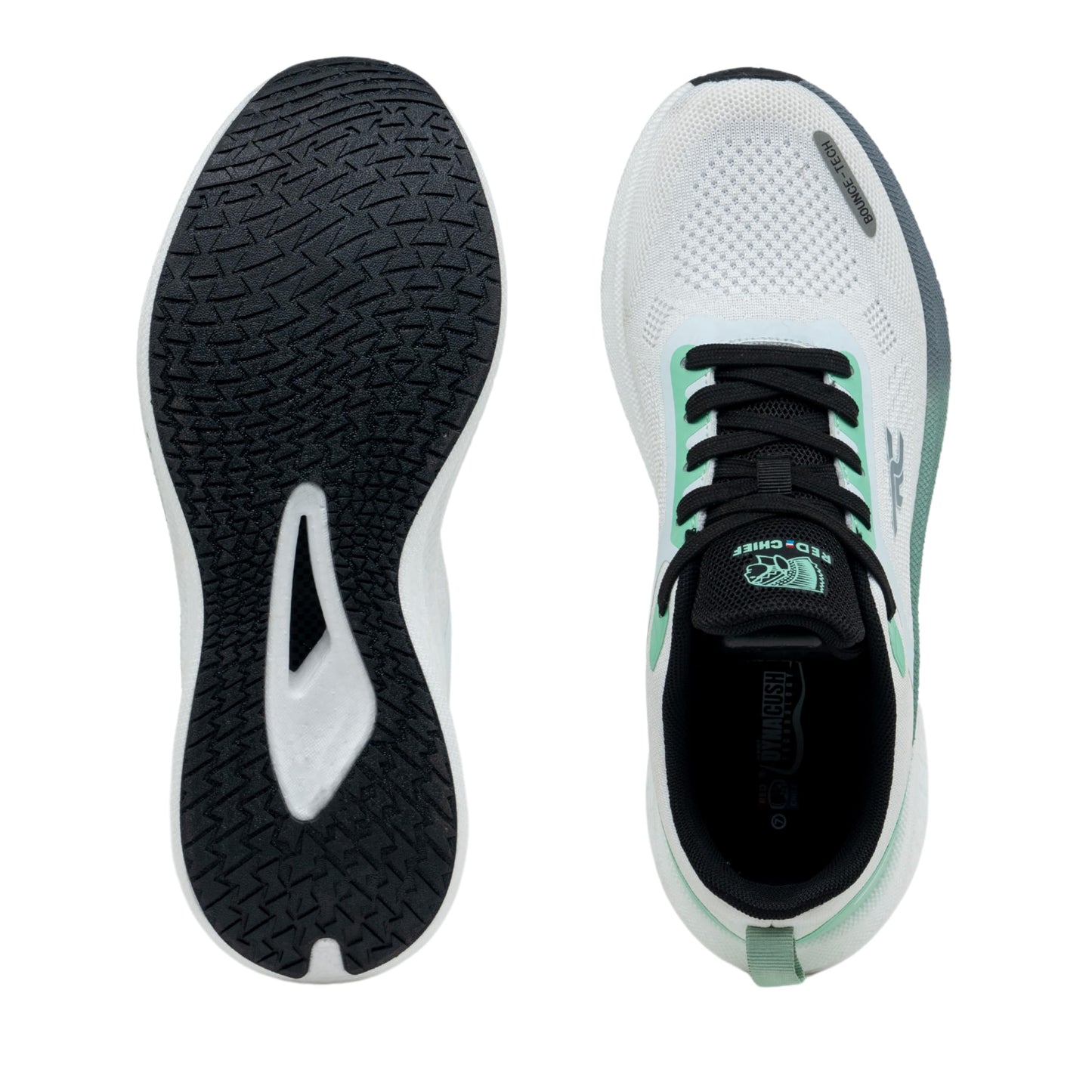 Red Chief Sports Running Shoes for Men & Boys | Stylish Lace-Up Outdoor Shoes | Lightweight Walking-Style Runners | Comfortable Athletic White-Pl.Green | Size-6 | R1710 F055A