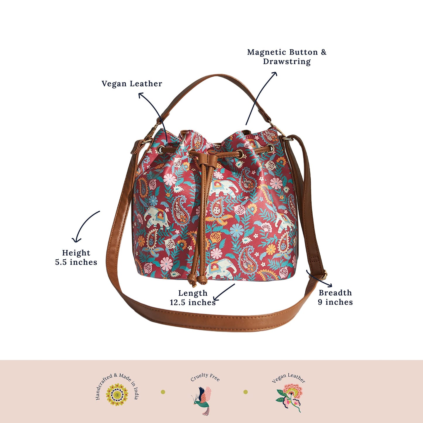 Chumbak Crossbody Sling Bag for Women | Stylish Printed Canvas Box Sling bag | Multipurpose Daily use Bag for Office/College/Travel