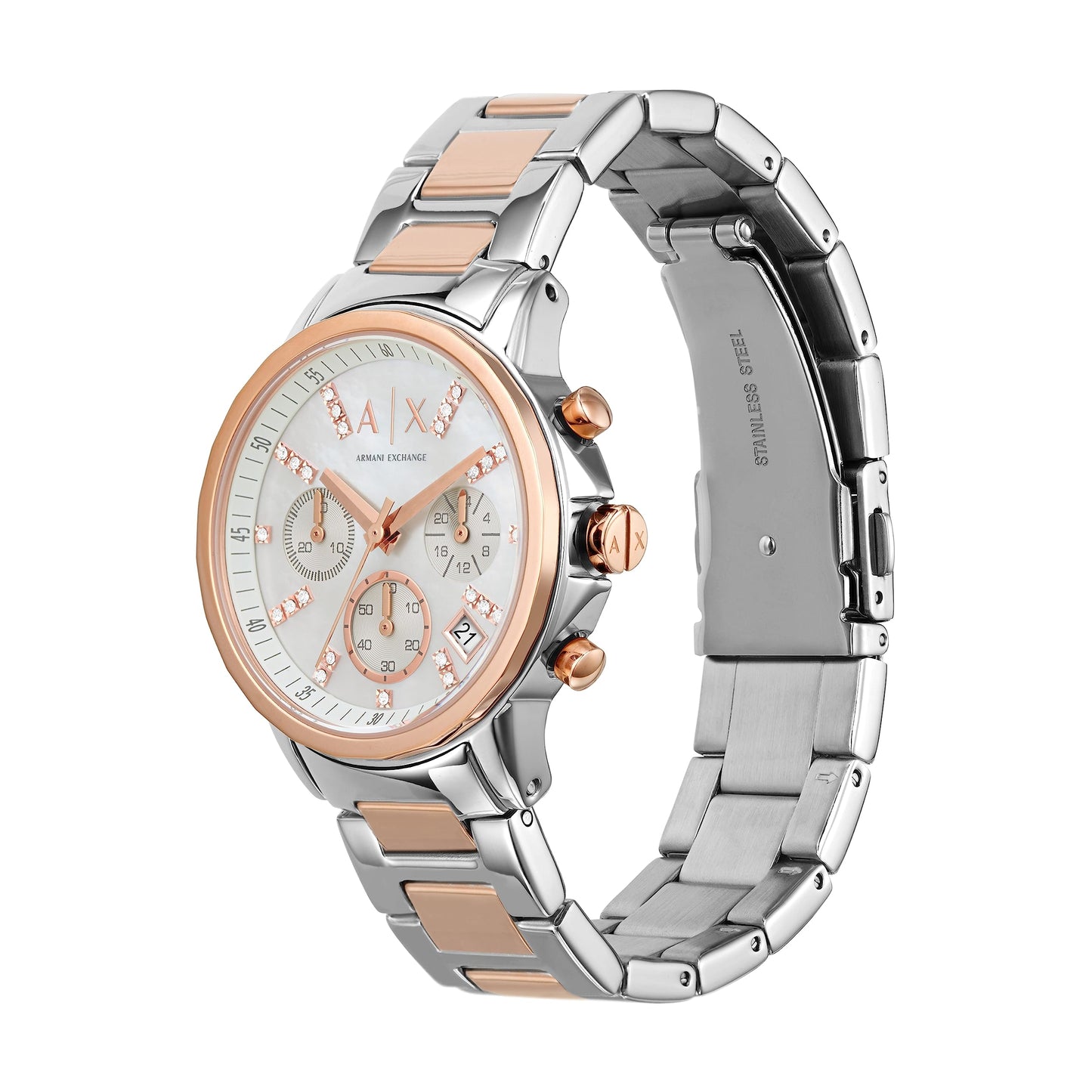 Armani Exchange Stainless Steel Analog Silver Dial Women Watch-Ax4331, Multi-Color Band
