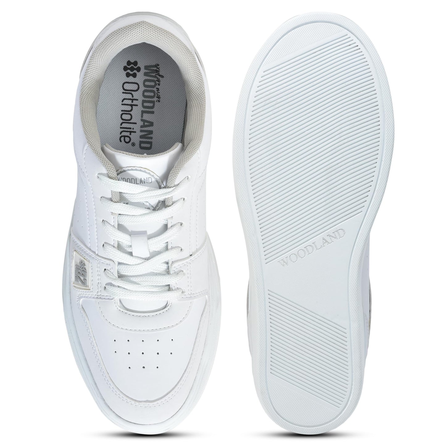 Woodland Men's White PU Sneakers-8 UK (42EURO) (OSNK 4988023)