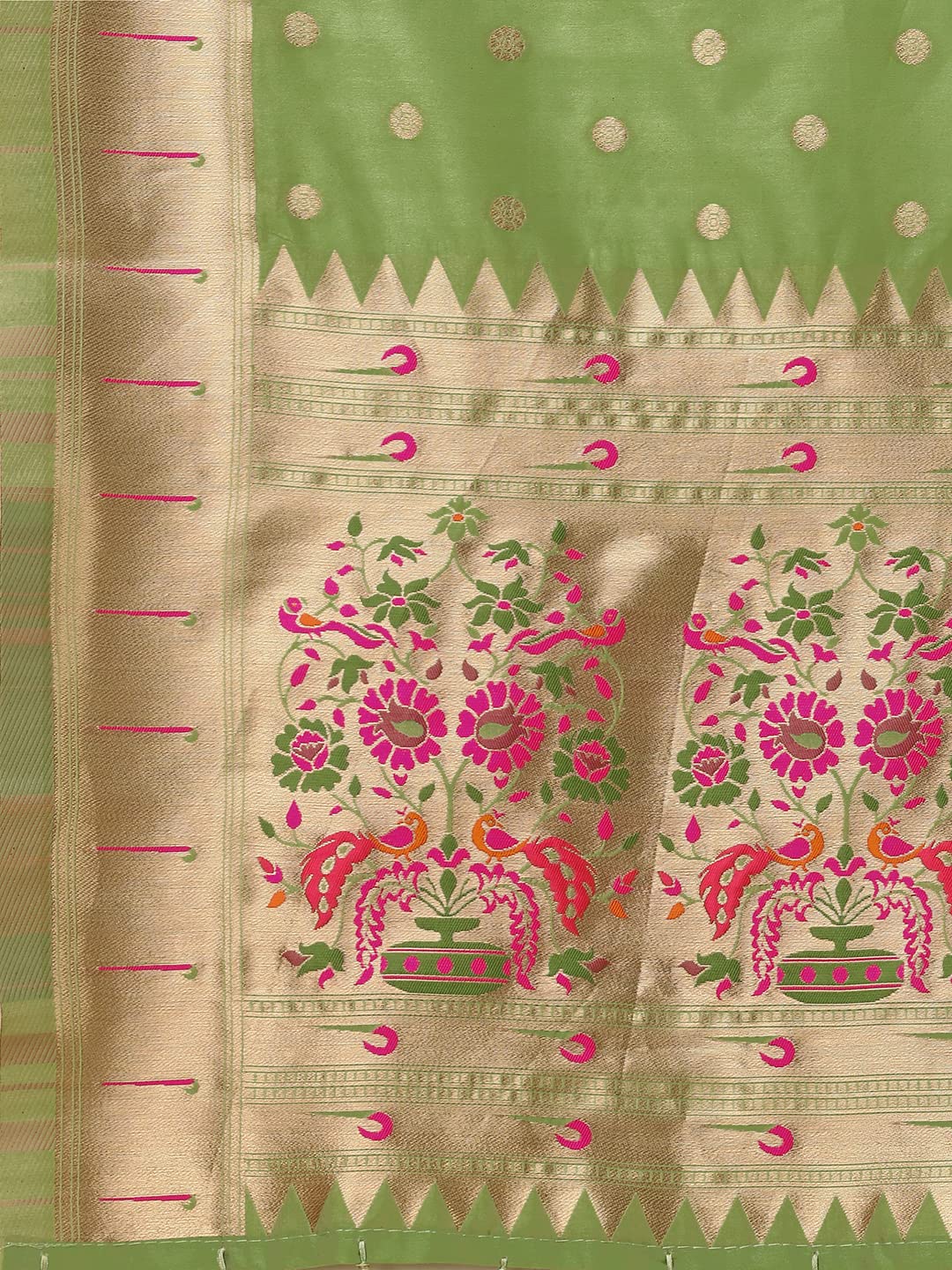 DEVANGI Women's Woven Paithani Banarasi Silk Dupatta/Chunni For Women, Animal Print 1 Meter Wide and 2.3 Meter Length Printed Designer Dupatta/Chunni For Girls (Pista)