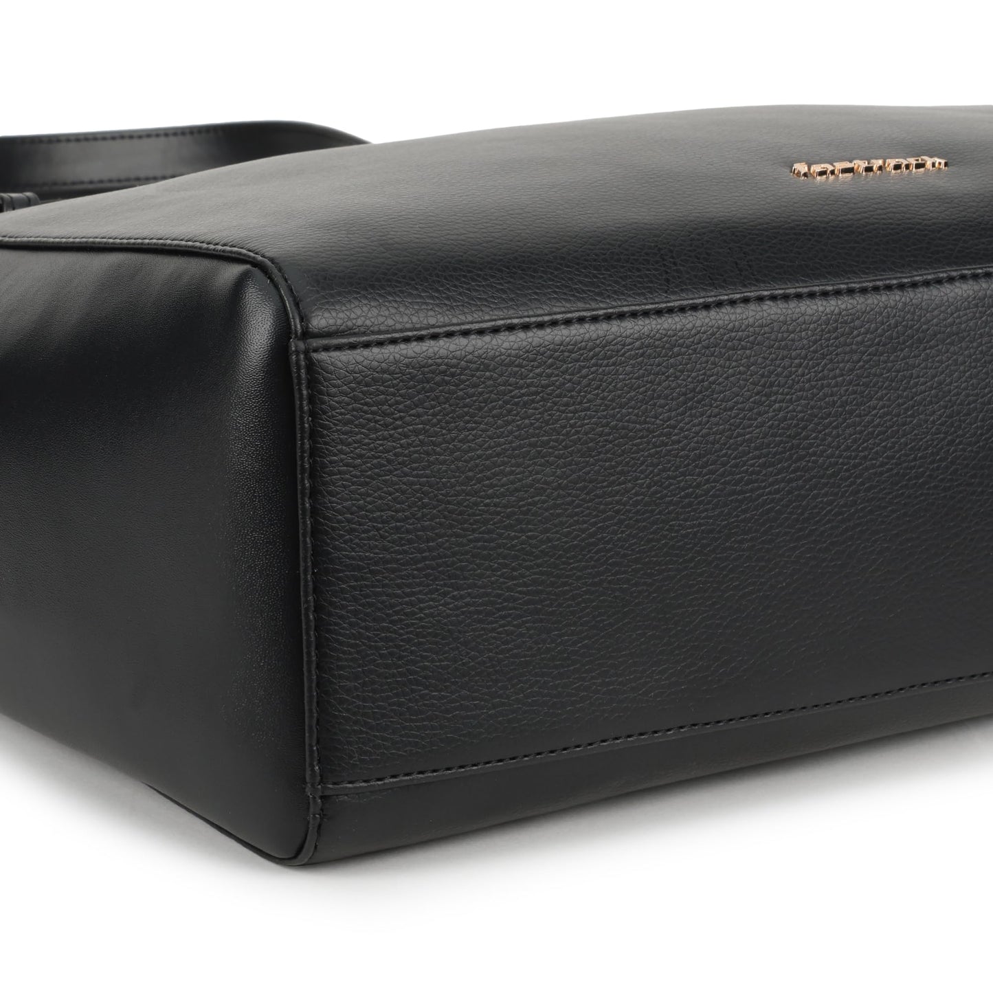 Fastrack Black Powermode Laptop Tote For Women | Black Faux Leather Bag | Fits Upto 15" Laptop | Ladies Tote Bag with Zipper Closure & Utility Pockets