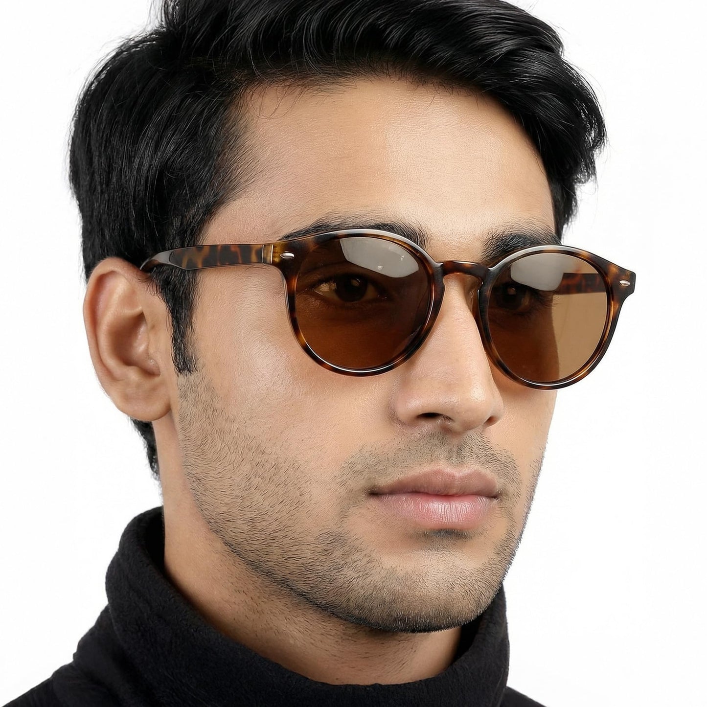 VINCENT CHASE EYEWEAR Adult's Round Sunglasses Tortoise Frame, Brown Lens (Large)