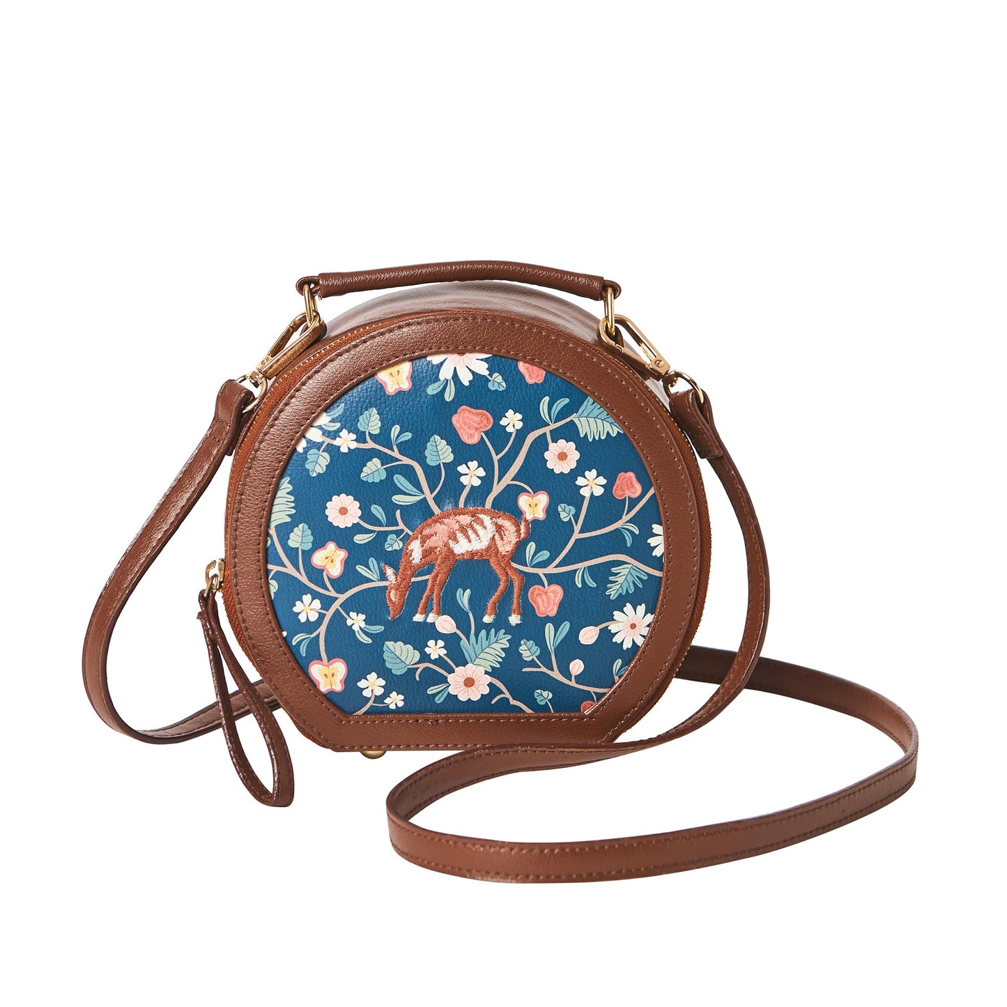 Chumbak Vienna Crossbody Bag, 2.2L, Tan, PU Outer with Polyester Lining, Stylish Small Sling Bag for Women, Kashmir Trails Collection