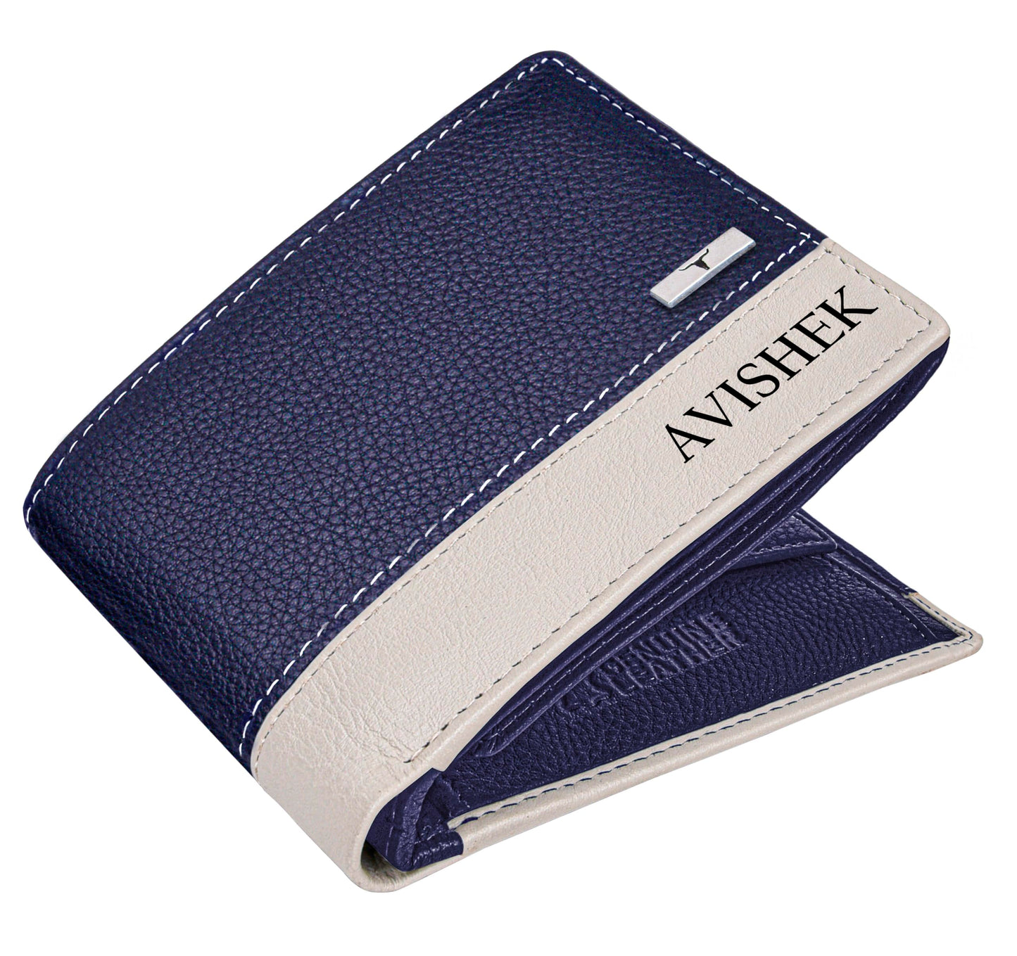 URBAN FOREST Samuel Custom Blue/Sand Leather Wallet for Men