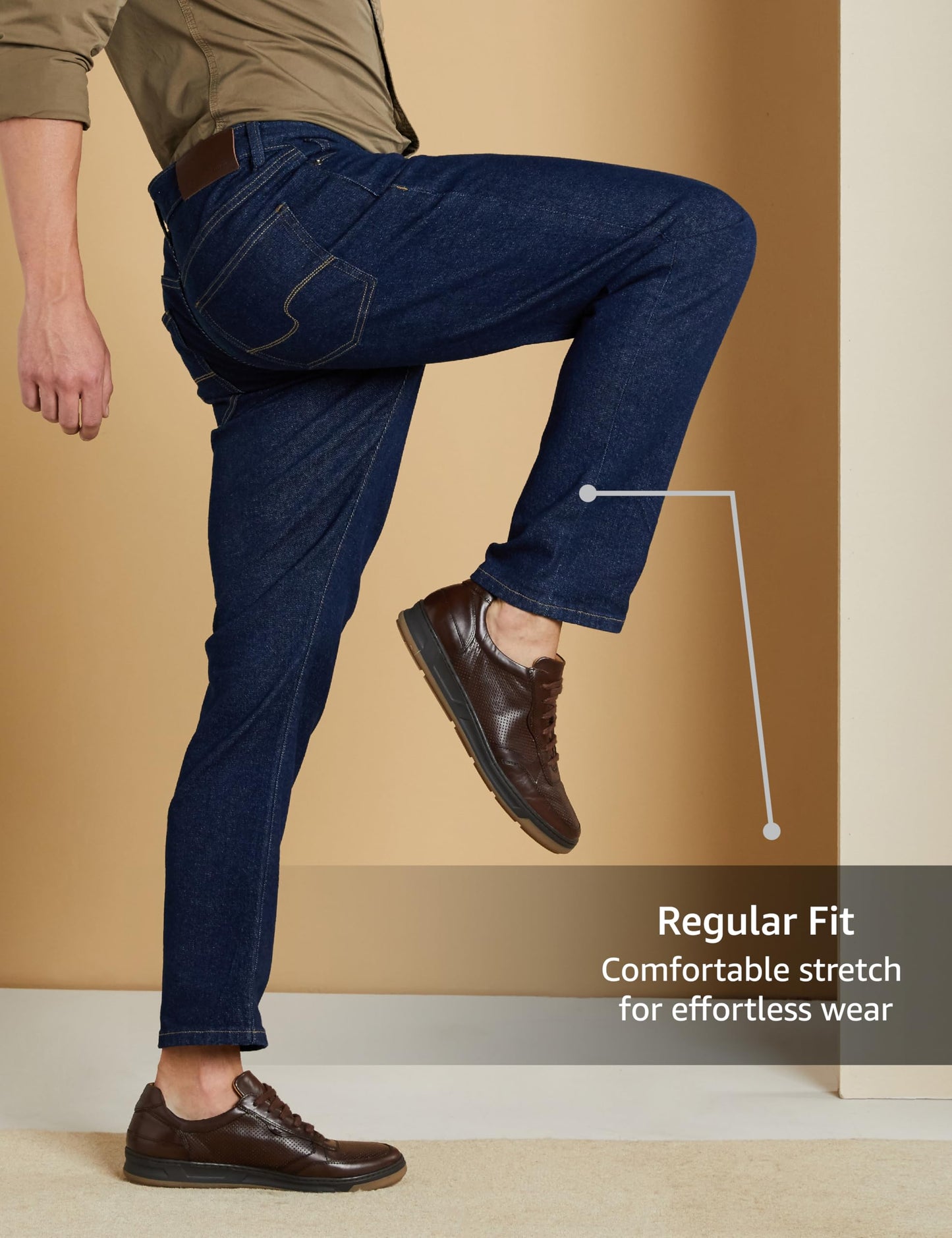 Symbol Premium Men's Cotton Stretch Jeans (Regular Fit Mid Rise) (Dark Blue_32)