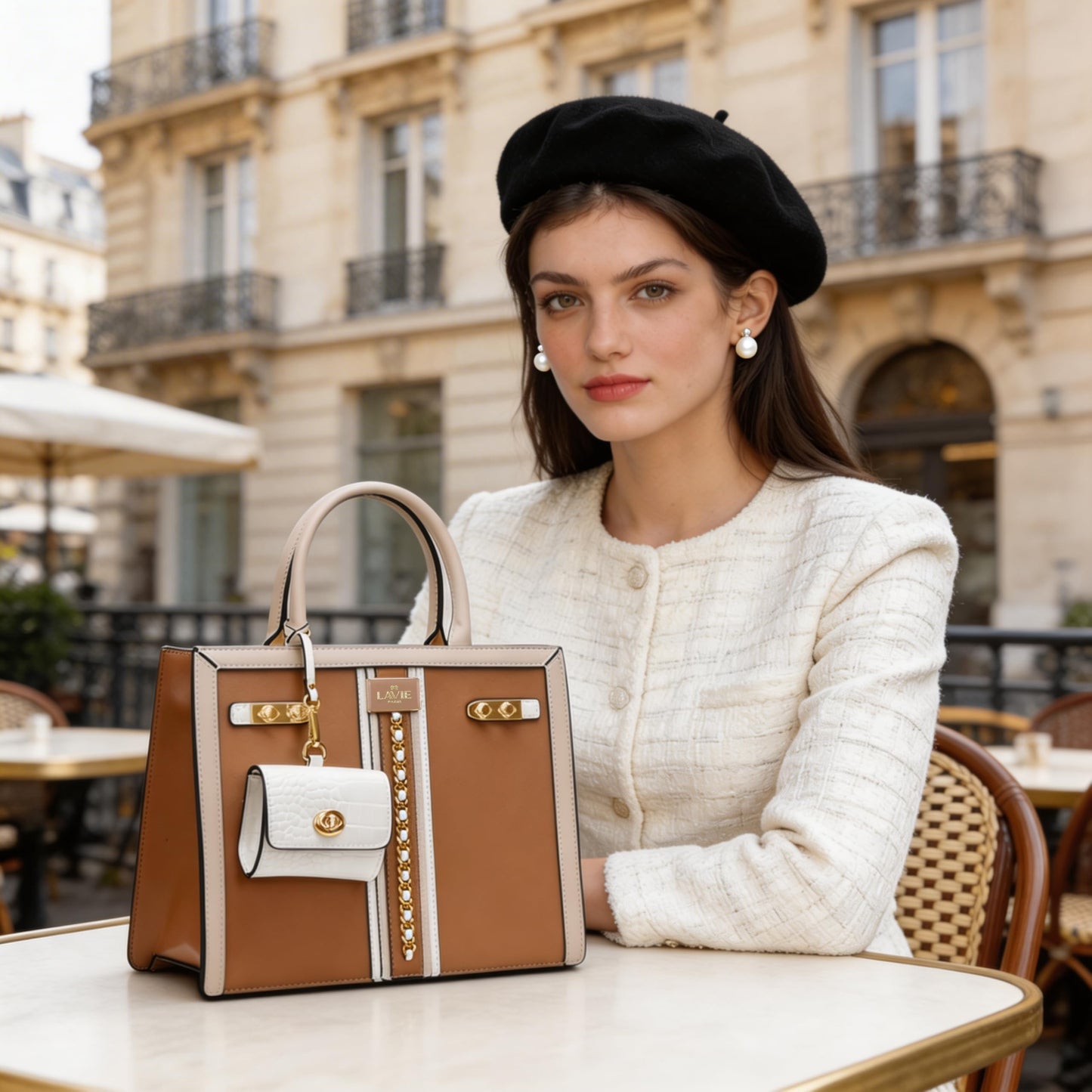 LAVIE PARIS Women's Louvre Chain Satchel Bag | Satchel Handbag for Work | Ladies Purse | Stylish Shoulder Bag | Gift for Women