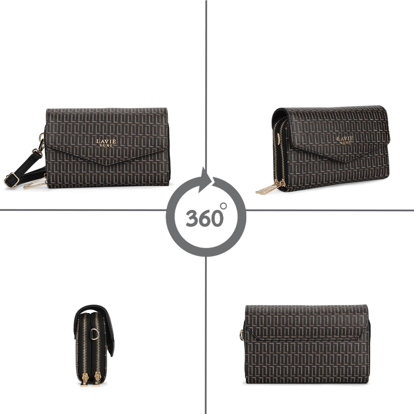 Lavie Luxe Women's Mono Sally 2C Crossbody Sling Bag | Ladies Purse Handbag | Gift for Women