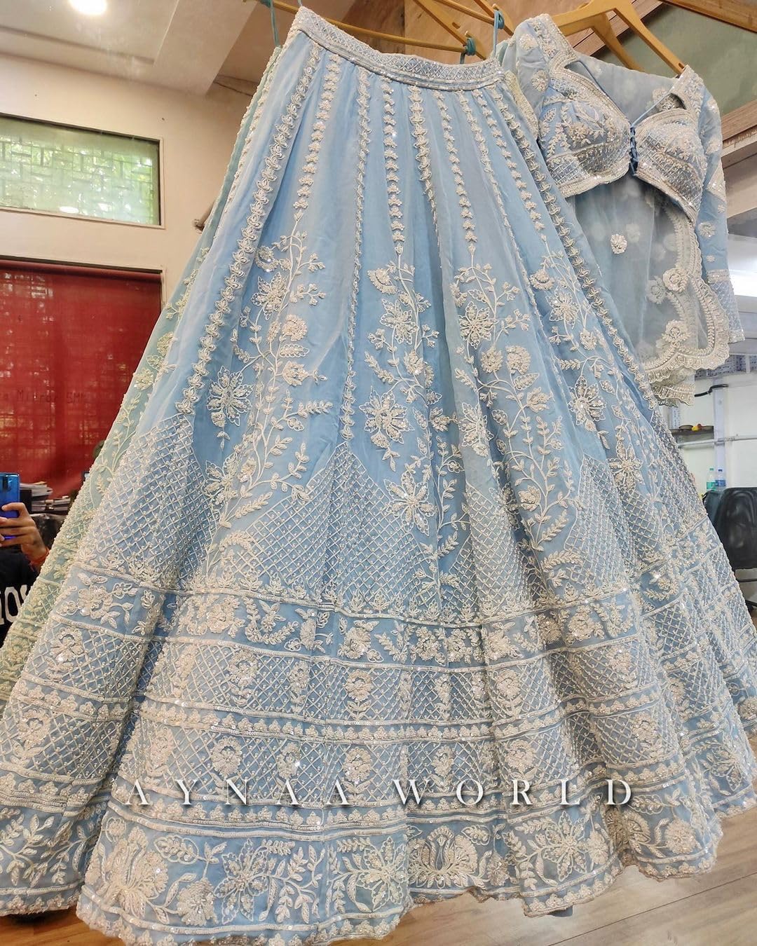 Fashion Basket Heavy Soft Organza Chine Sequance Work Lehenga.