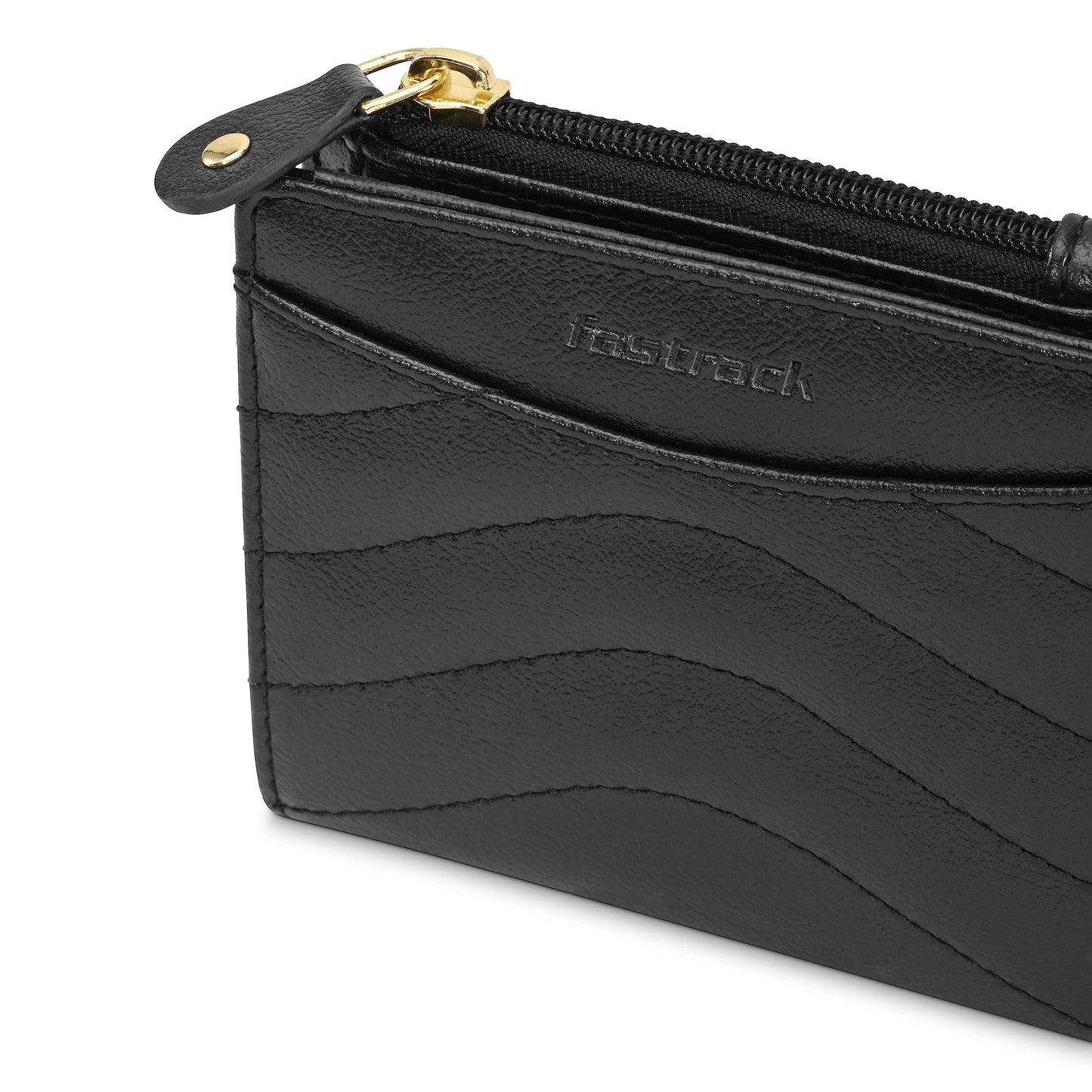 Fastrack Women Premium Faux Leather Quilted Wallet, Black