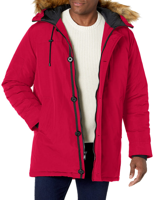 GUESS Men's Heavy Weight Parka Jacket, Red, Extra Large