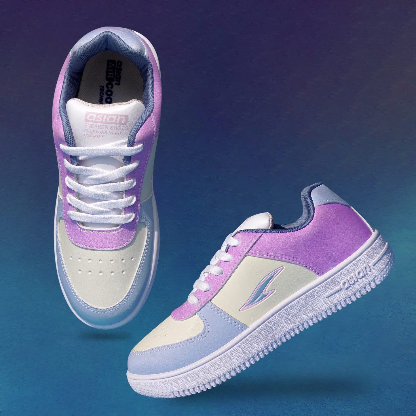 ASIAN Women's Trendy-21 Casual Sneaker Colour Changing Shoes With Extra Cushion Lightwight Lace-Up Shoes For Women's & Girl's, White - 8 UK