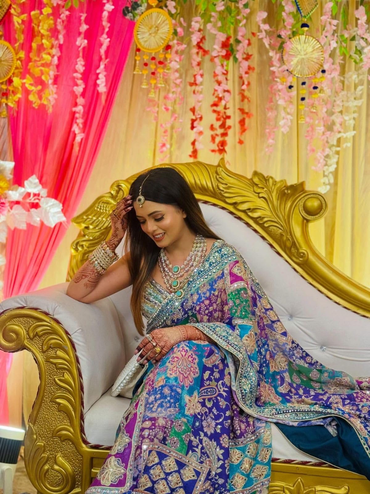 SATPURUSH Printed Chinon Silk Saree for Women