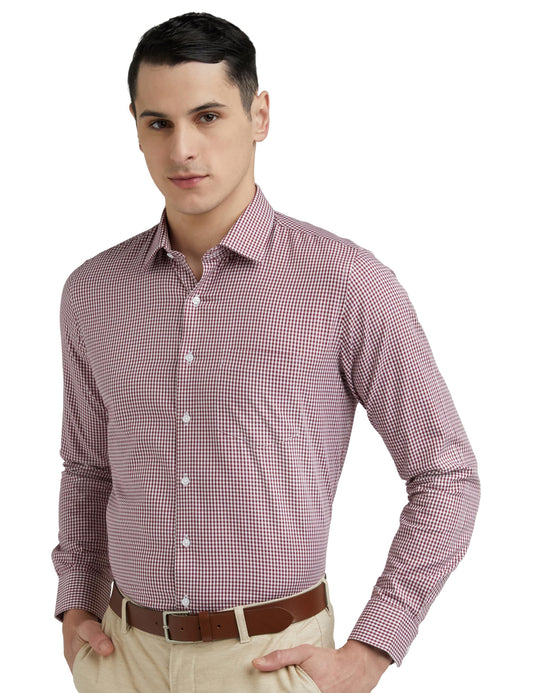Van Heusen Cotton Men's Slim Fit Shirt (VHSFFSLBJ70970_Maroon 39)
