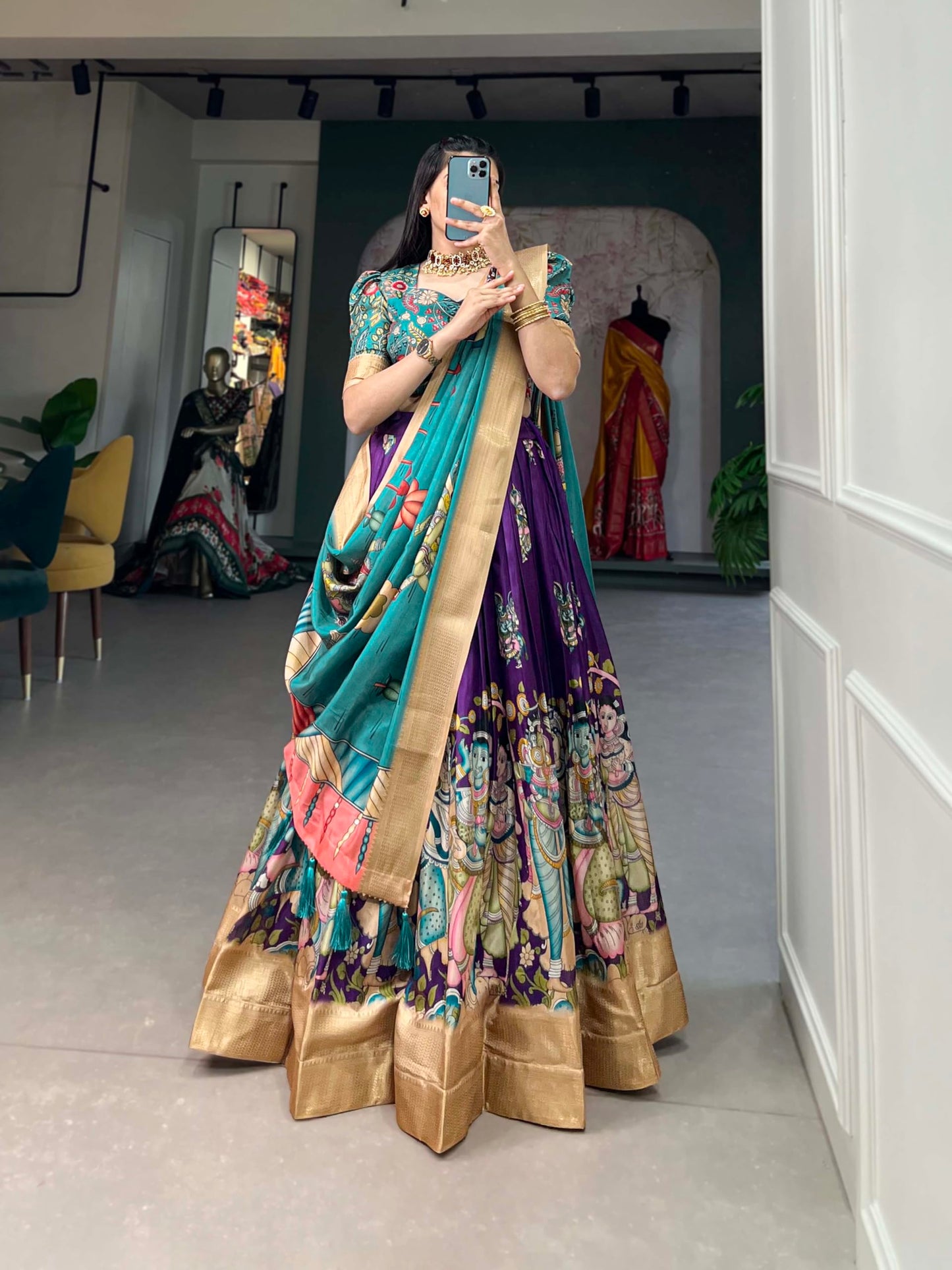 LooknBook Art Silk Women's Lehenga Choli (LNB1017_Purple_Free Size)