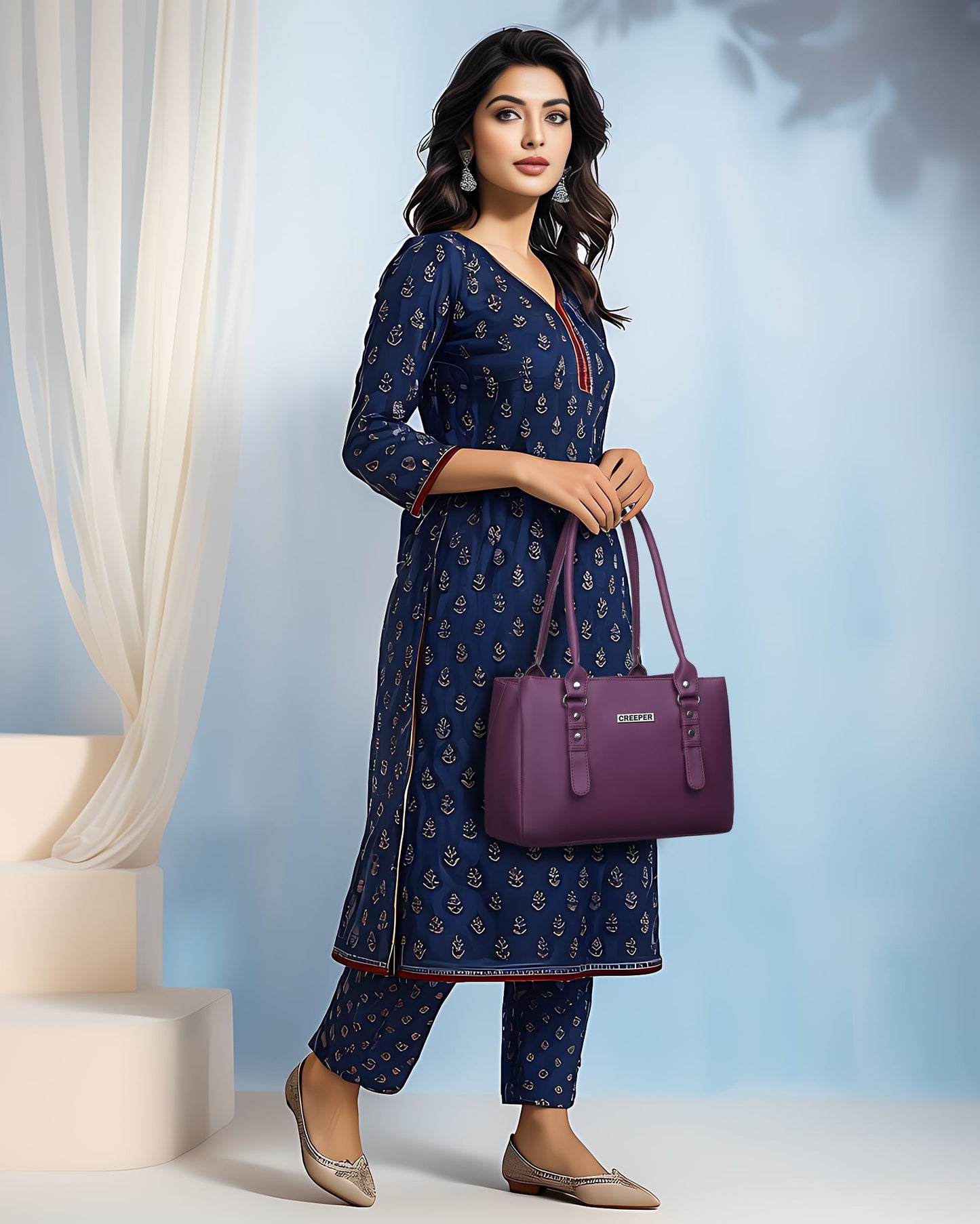 creeper Women's/Girls Leather Large Capacity Shoulder Bags (Dark Purple)