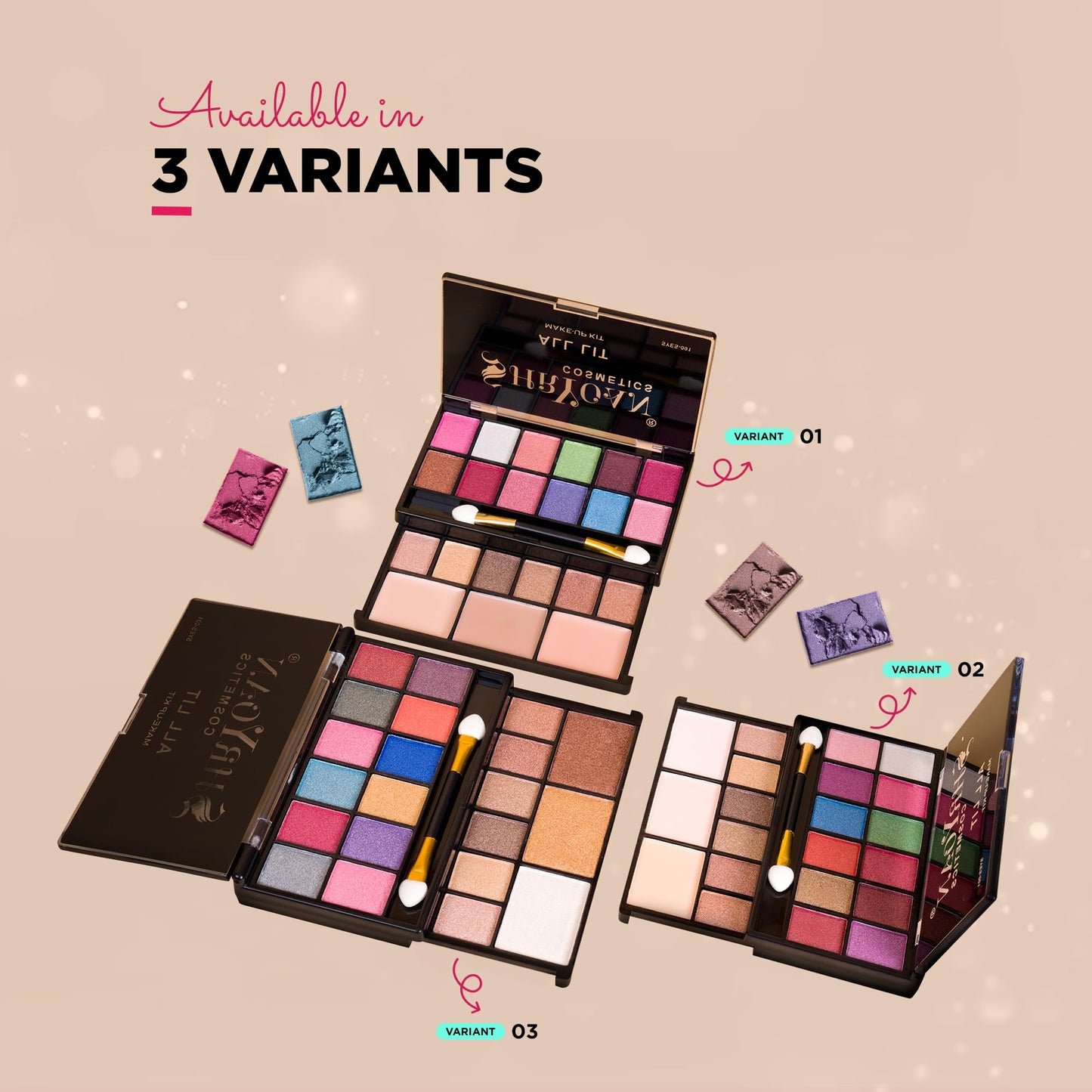 Shryoan All Lit Make-up Kit With 18 Eyeshadow & 3 Highlighter Powder Make-up Palette | Highly Pigmented Pocket Friendly Make-Up Kit | (20 gm) (Shade 01)