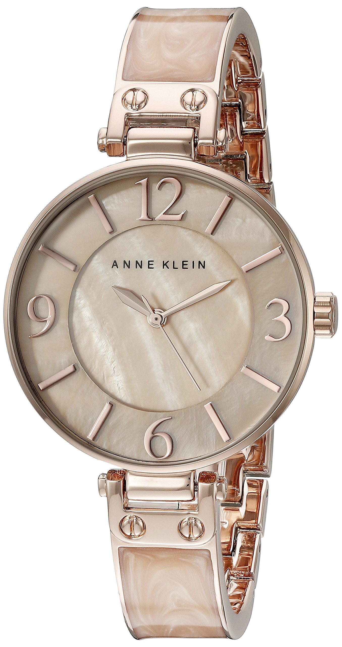 Anne Klein Women's AK/2210BMRG Rose Gold-Tone and Pink Marbleized Bangle Watch