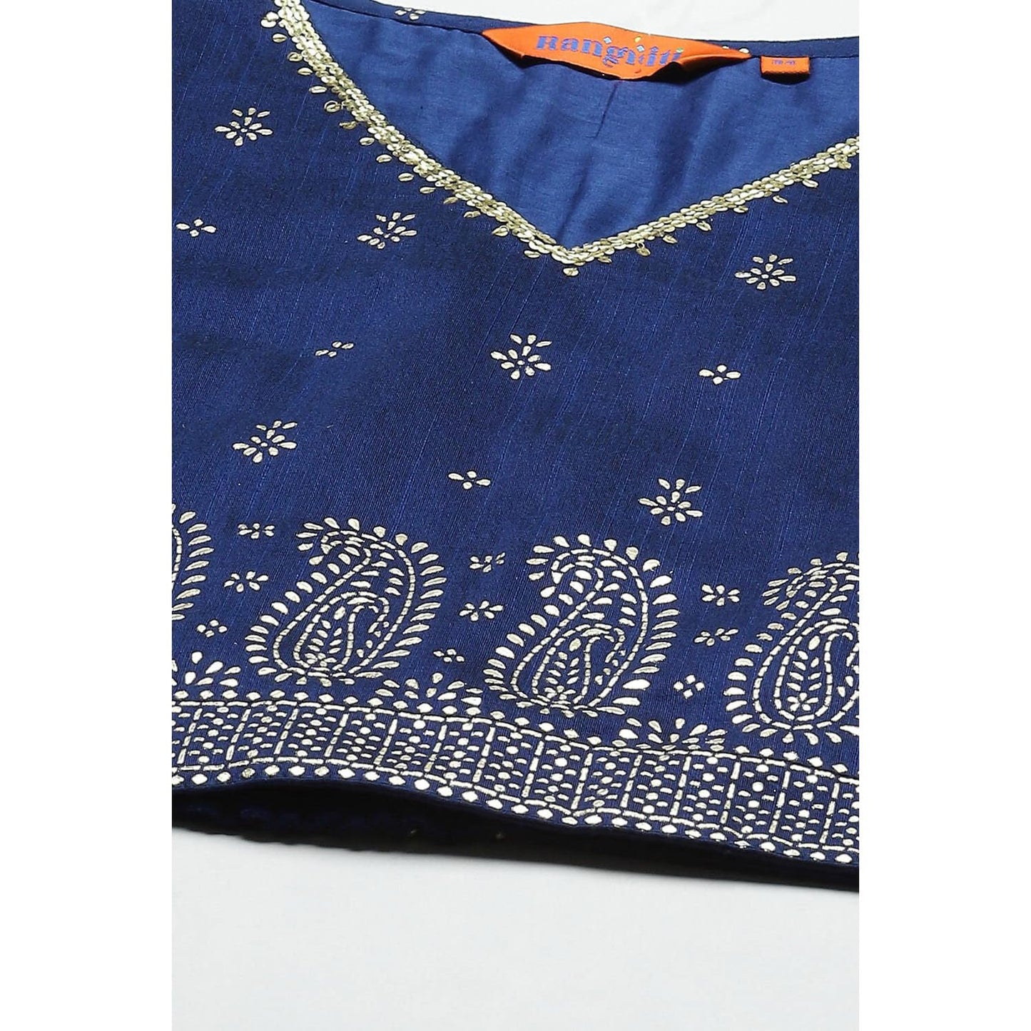 Rangriti Women Indigo Cotton Blend Woven Straight Lehenga Choli Set_36