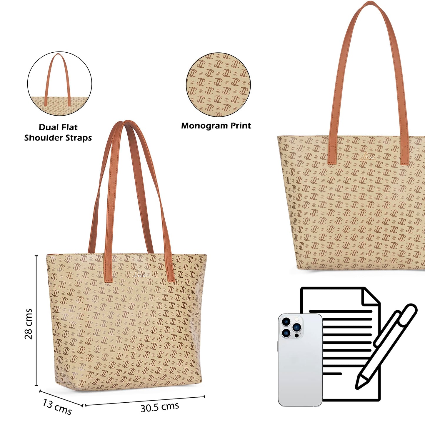 Lavie Women’s Mono LL Adele Tote Bag for Women | Tote Handbag for Work | Ladies purse | Stylish Shoulder Bag | Gift for Women