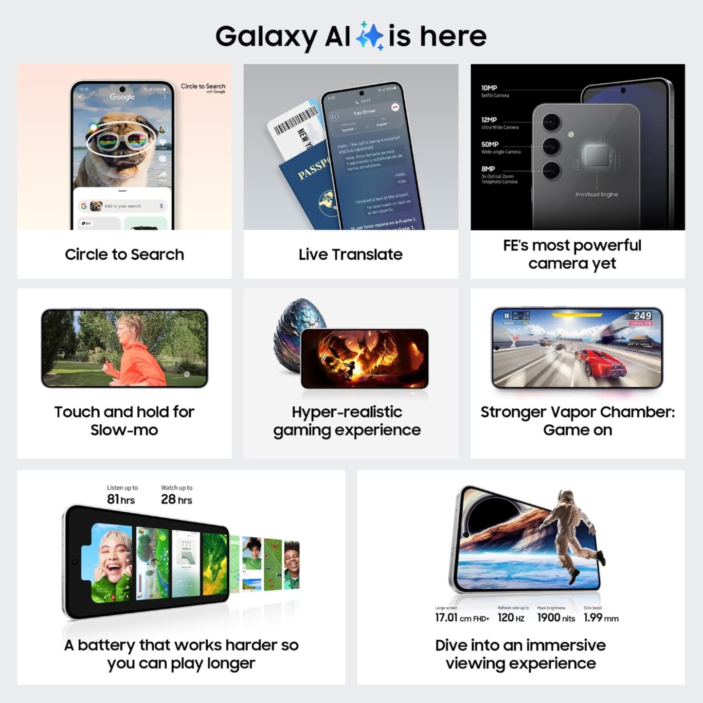 Samsung Galaxy S24 FE 5G AI Smartphone (Mint, 8GB RAM, 128GB Storage)