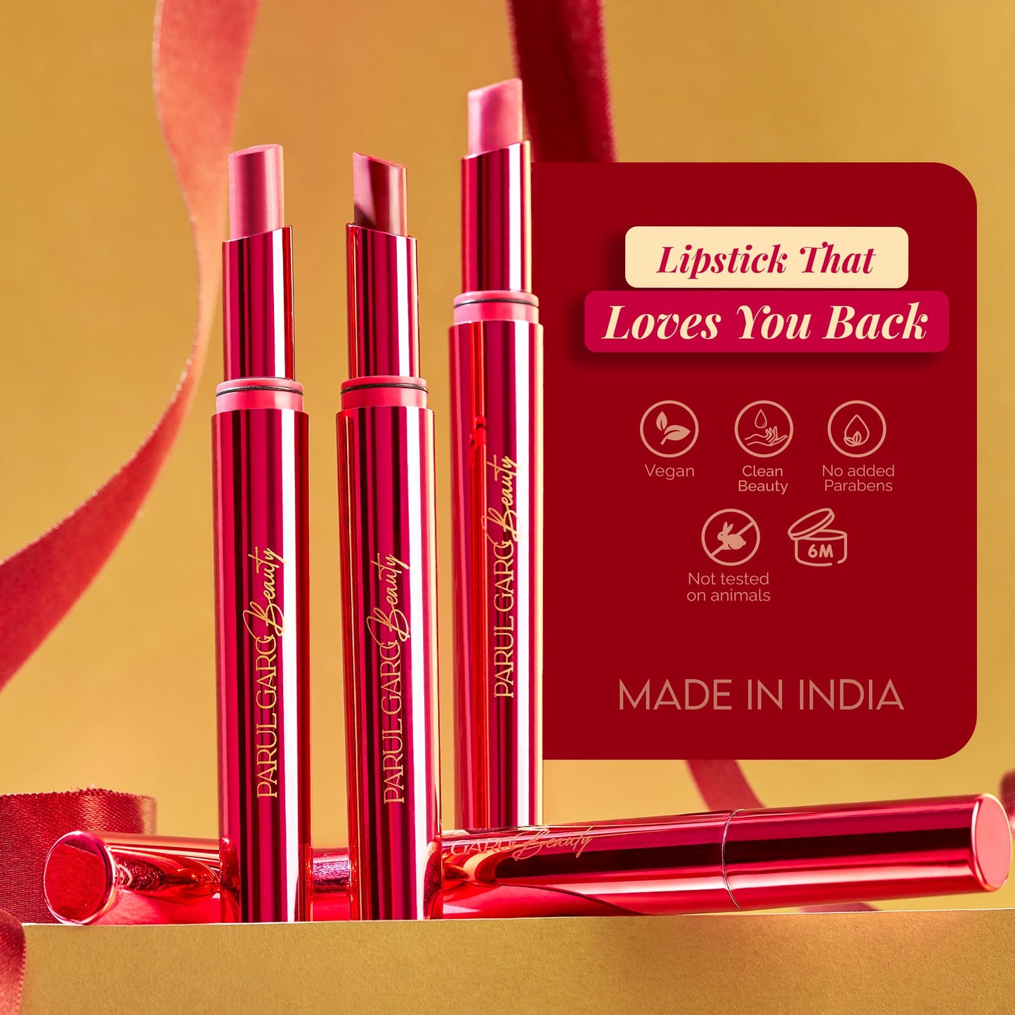 Parul Garg Beauty Bestie No-Transfer Lipstick – Bold Matte | Transfer-Proof, Smudge-Proof, Hydrating with Hyaluronic Acid, Vitamin E & SPF 15 | Vegan, Cruelty-Free (Bae)