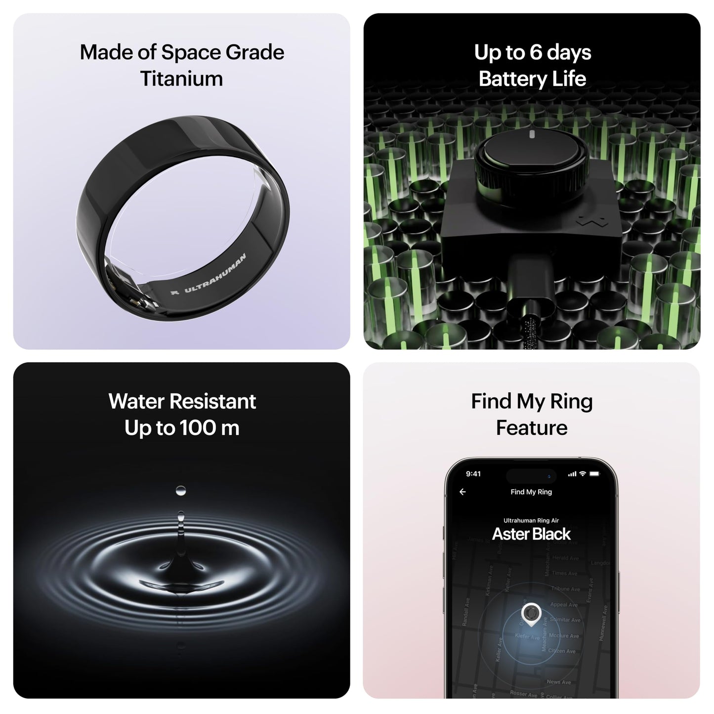 ULTRAHUMAN Ring AIR-Smart Ring Activity Tracker, Size First Sizing Kit,Sleep Tracker,Smart Ring for Men/Women,Fitness Tracker (Aster Black, 12)