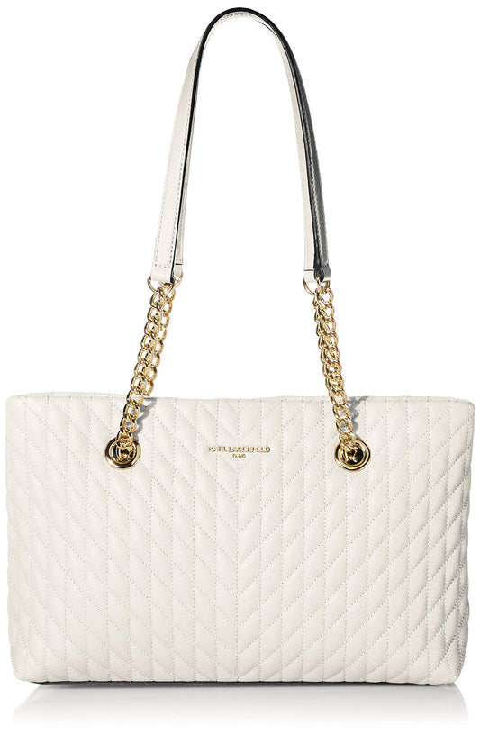 Karl Lagerfeld Paris Womens Karolina Tote Bag, WINTER WHITE, One Size