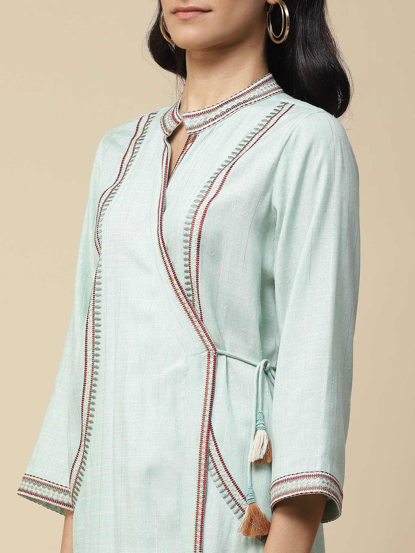 Aarke Ritu Kumar Mint Embroidered Angrakha Kurta With Pant