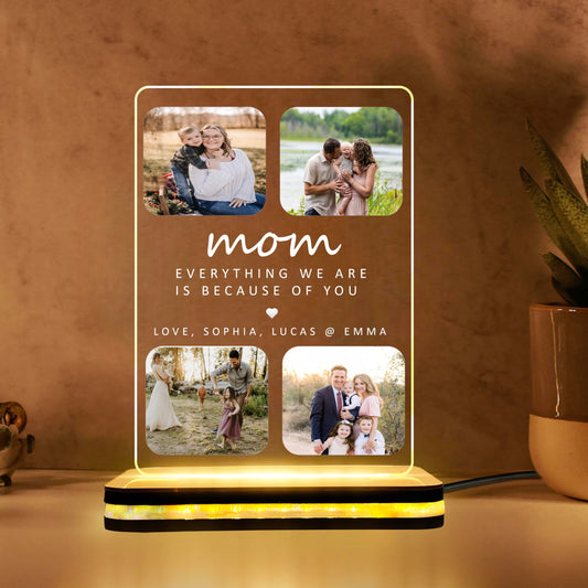 DECOCRU Personalized Gift for Mom, Mother | Customised Gifts for Mom | Night LED Lamp, Table Lamp | Acrylic LED Lamp with Name | Gift for Birthday, Mother's Day, Acrylic Plaque