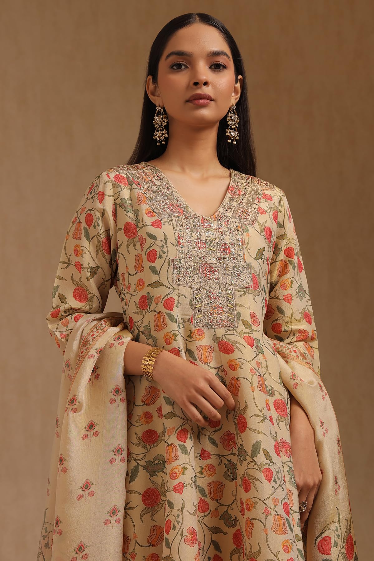 Soch Womens Tissue Floral Print Suit Set With Zari