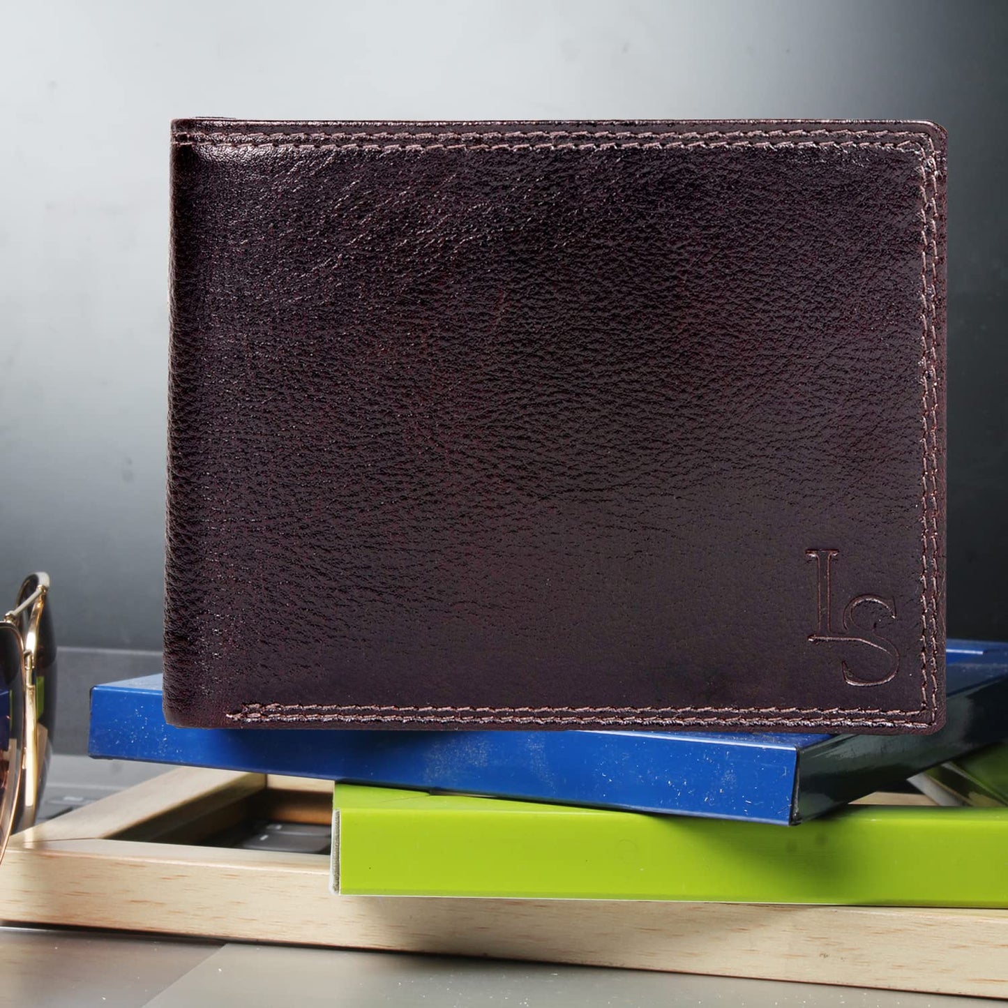 LOUIS STITCH Mens Wallet Brown RFID Blocking Italian Leather Extendable RFID Blocking Italian Leather Wallets for Men Ultra Slim Credit Card Holder |Prague_Eudt|