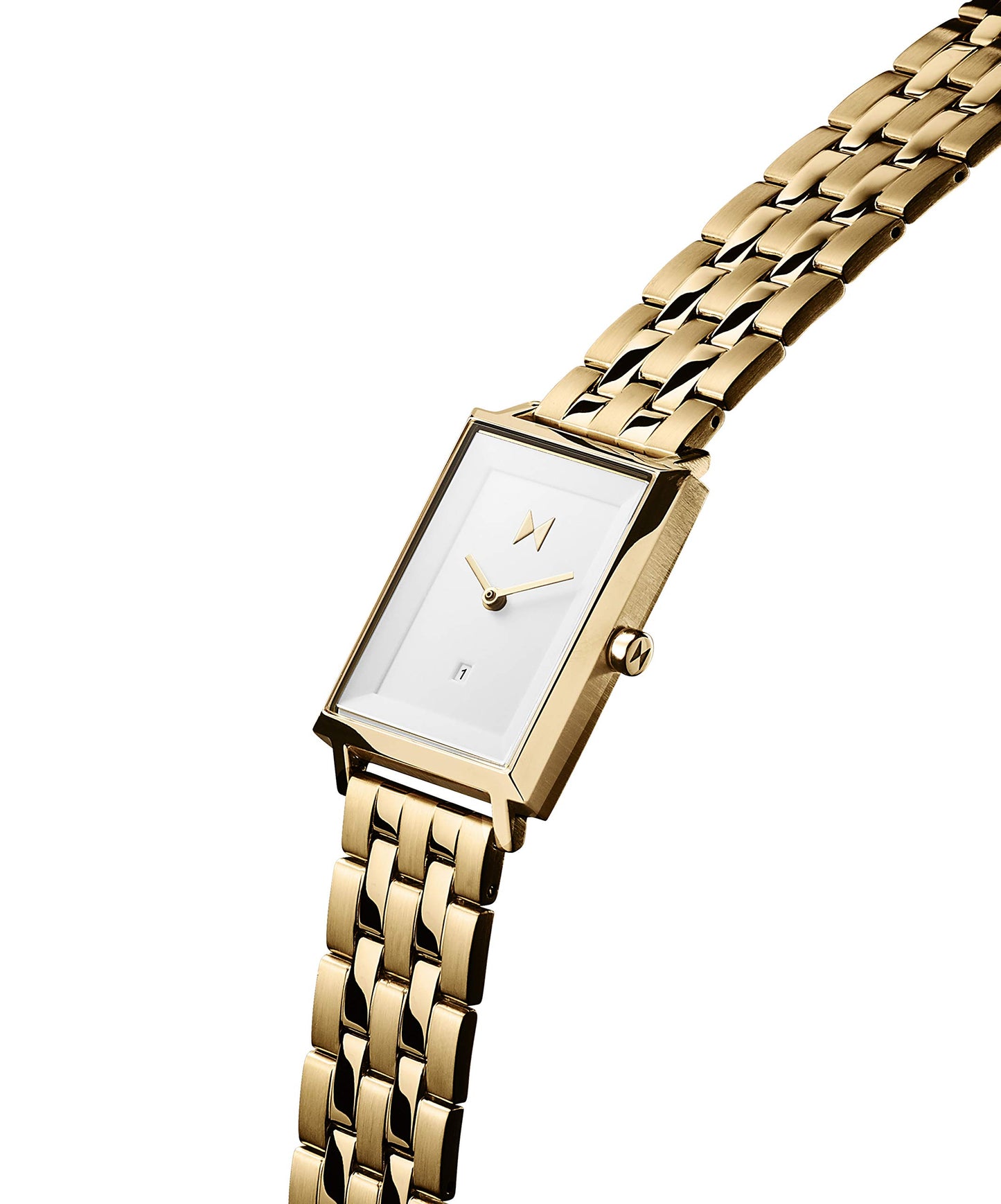 MVMT Stainless Steel Signature Square Analog White Dial Women Watch-D-Mf03-G, Gold Band