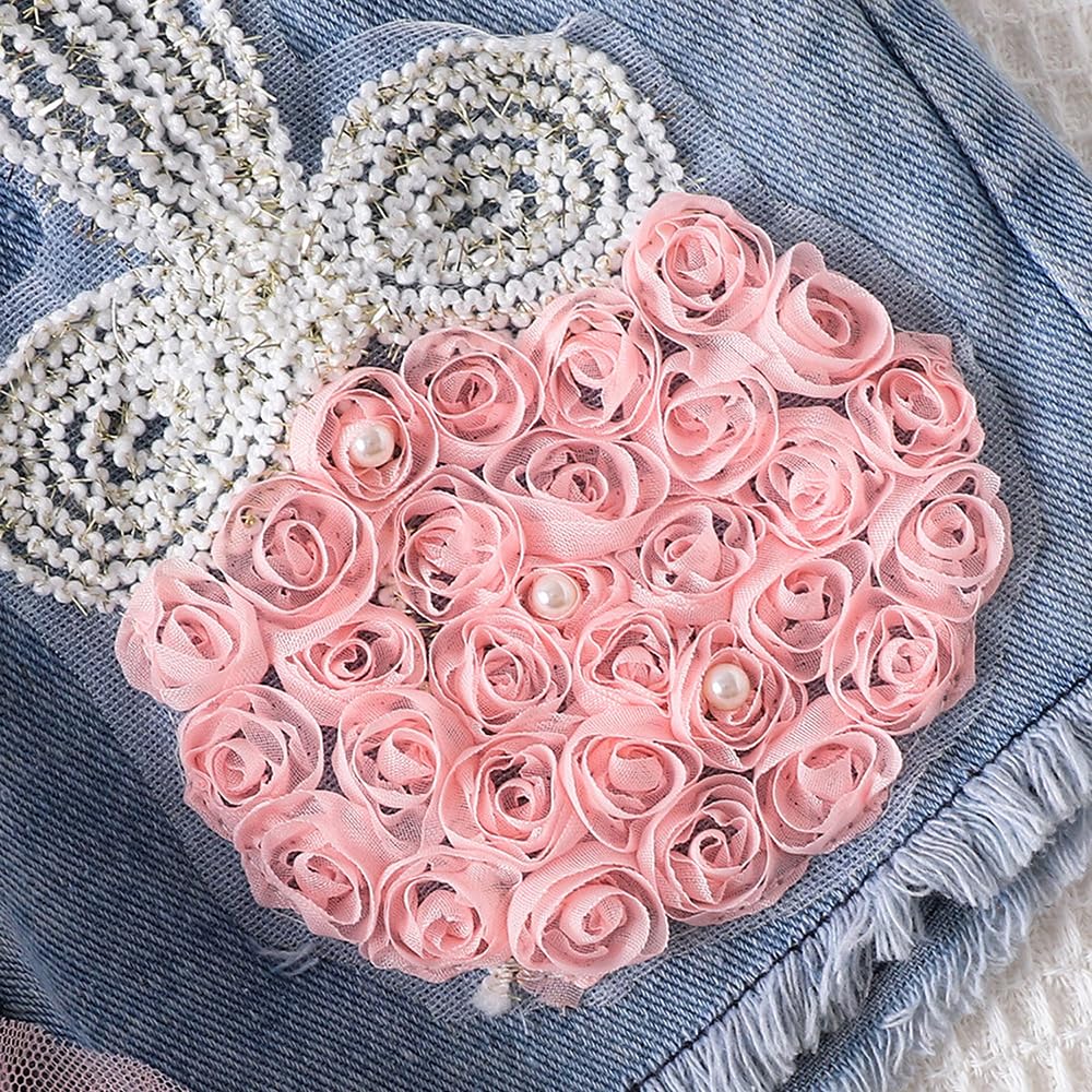 Hopscotch Girls Embellished Print Sleeveless Pink Short Set