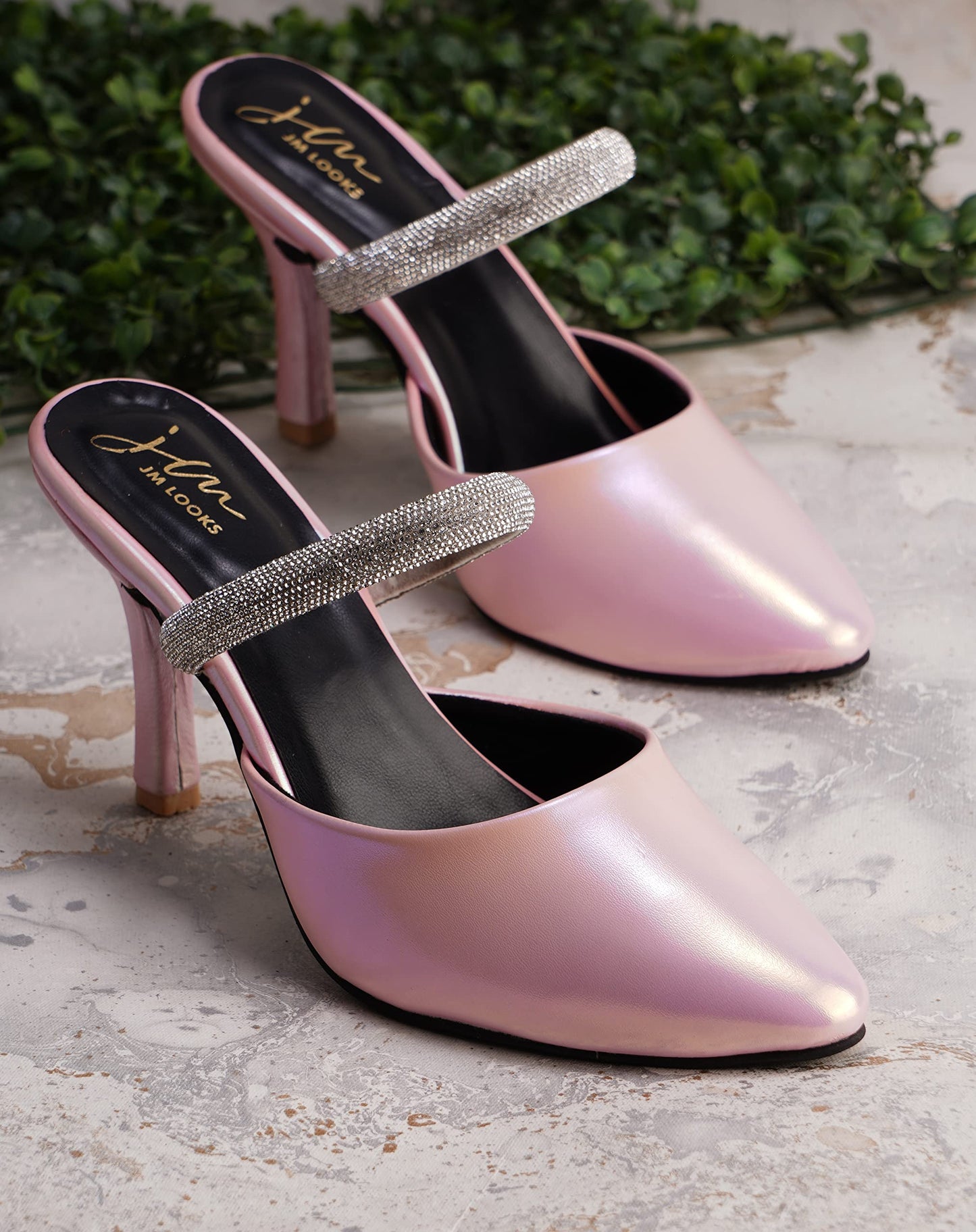 JM LOOKS Womens Block Heel Stylish Fashionable Pointed Toe Comfertable Sandal, Color-Peach I Uk Size-3