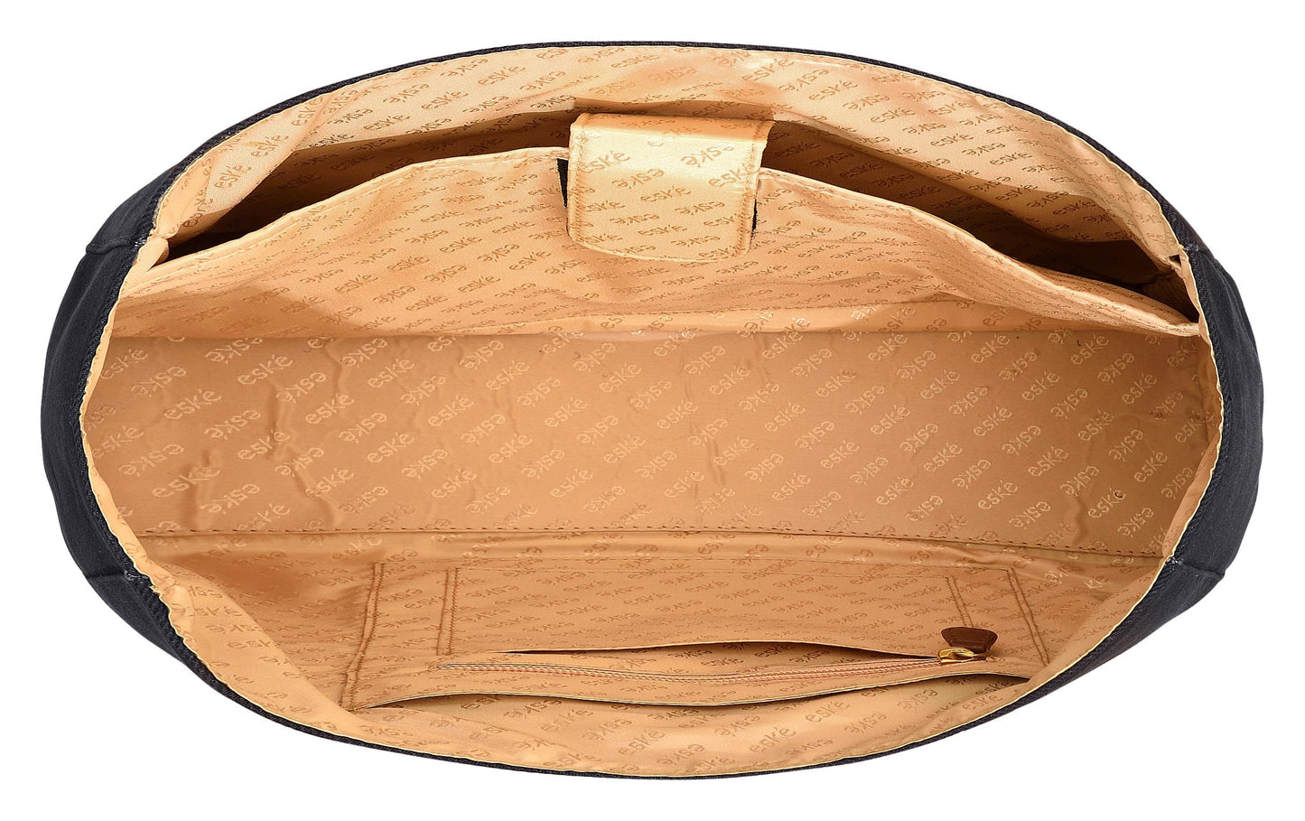 eske Alva Canvas Vegan Leather Tote Handbag For Women | Shoulder Bag For Daily Use (Navy Blue Cognac)