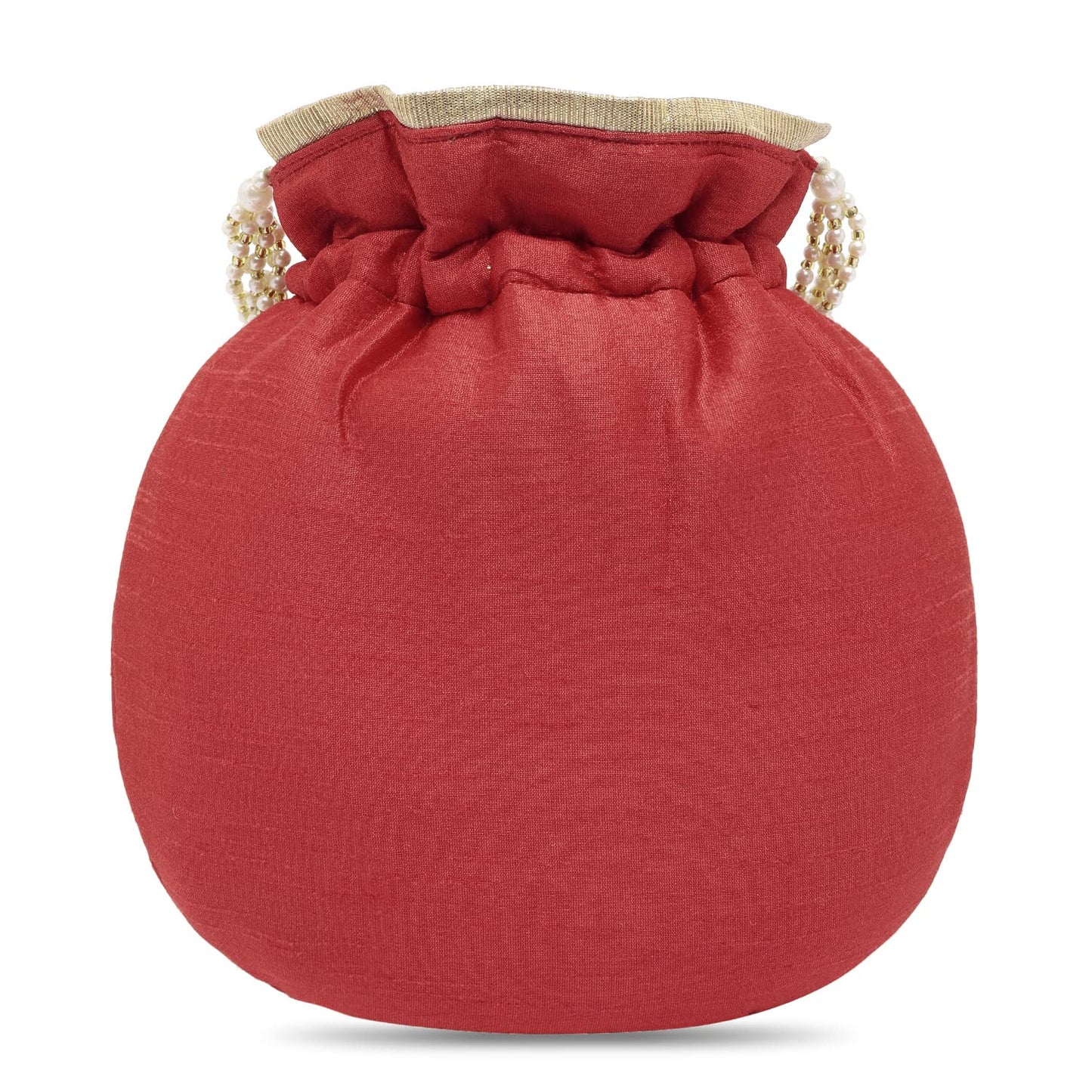 Peora Red Potli Bags for Women Evening Bag Clutch Ethnic Bride Purse with Drawstring(P86R)