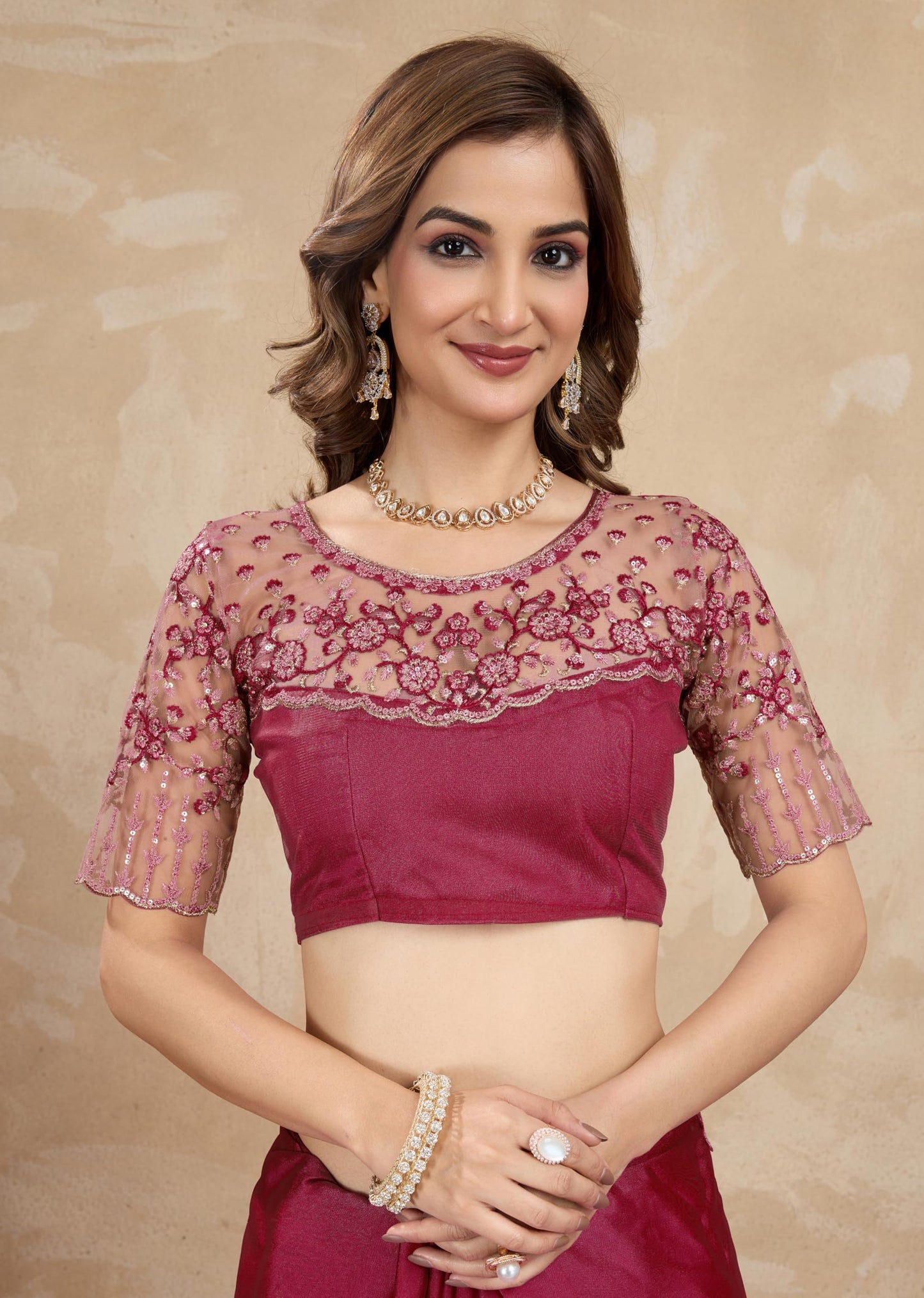TRENDMALLS Women's Rangoli Silk Embroidery Border Saree with Blouse Piece (K998-Purple)
