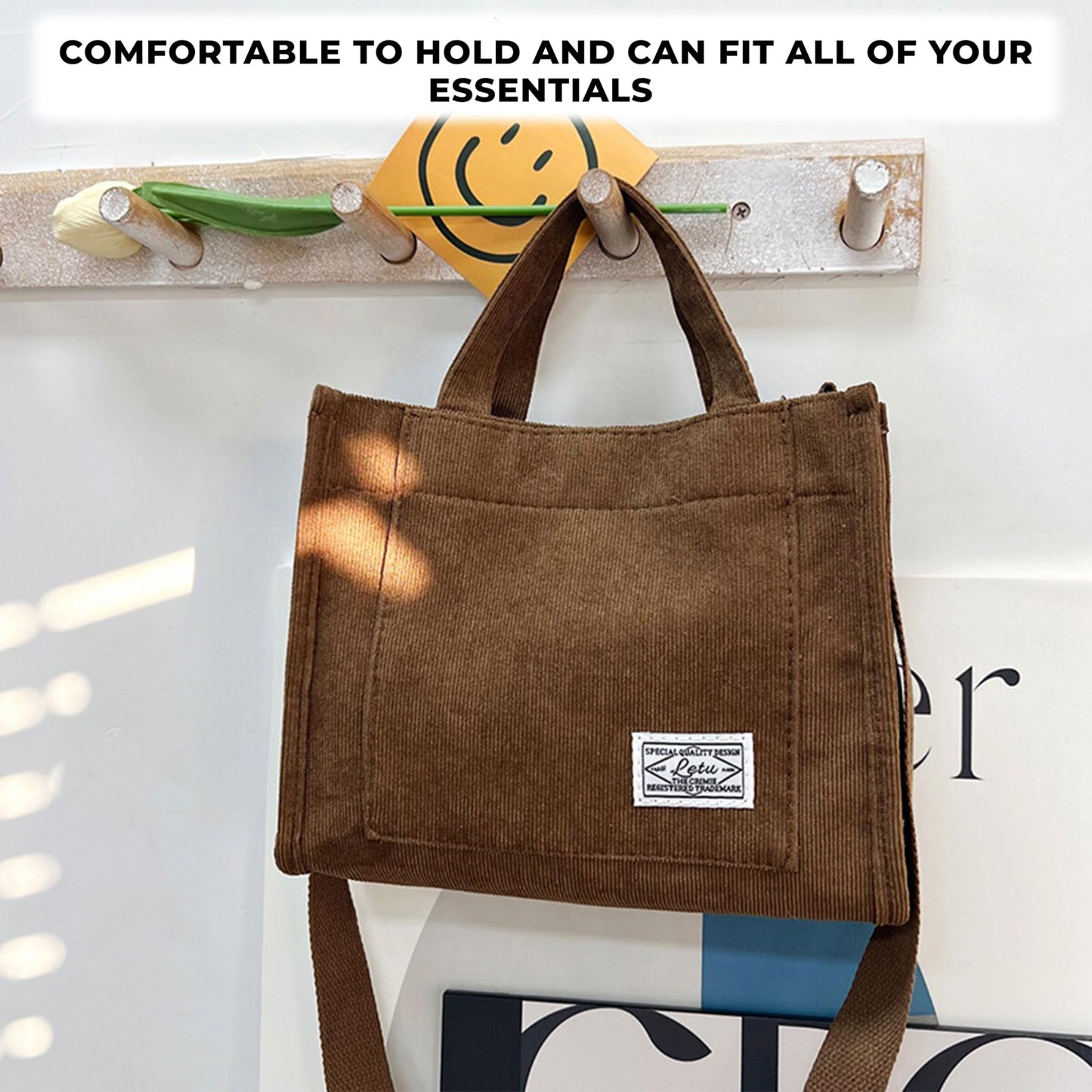 Kraptick Canvas Tote Bags – Stylish Shoulder Tote Bag Everyday Use For Women Reusable Compact Tote Bag Perfect as a Grocery, Shopping Bags for Grocery (Plain Brown)