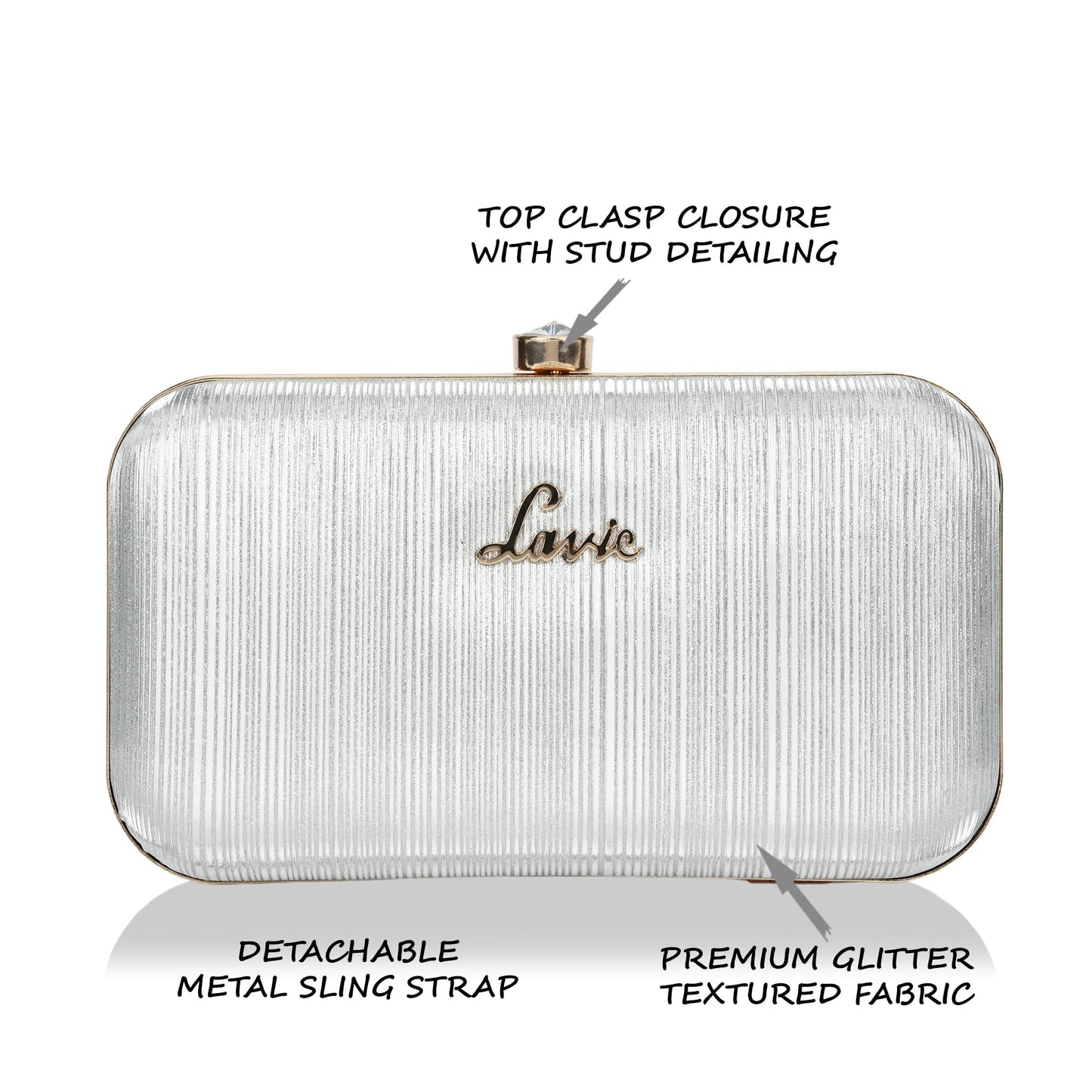 Lavie Women's Shimmer Oval Frame Clutch | Ladies Purse Handbag