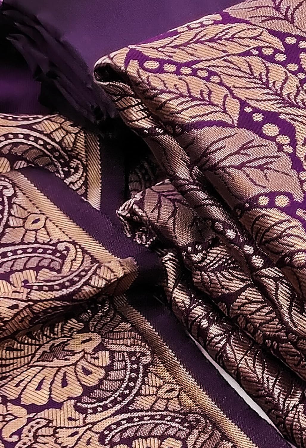 SHANTVAN GALLERY Women Banarsi Silk Unstiched Suit Piece Dress Material for Women Unstiched Suit Salwar with Dupatta (suit -2M.Salwar-2M and dupatta-2.25M) (Wine)