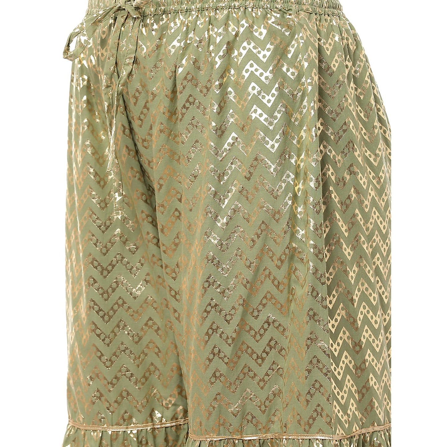 Rangriti Women's Cotton Kurta With Palazzo & Dupatta (190743_Olive Green_36)