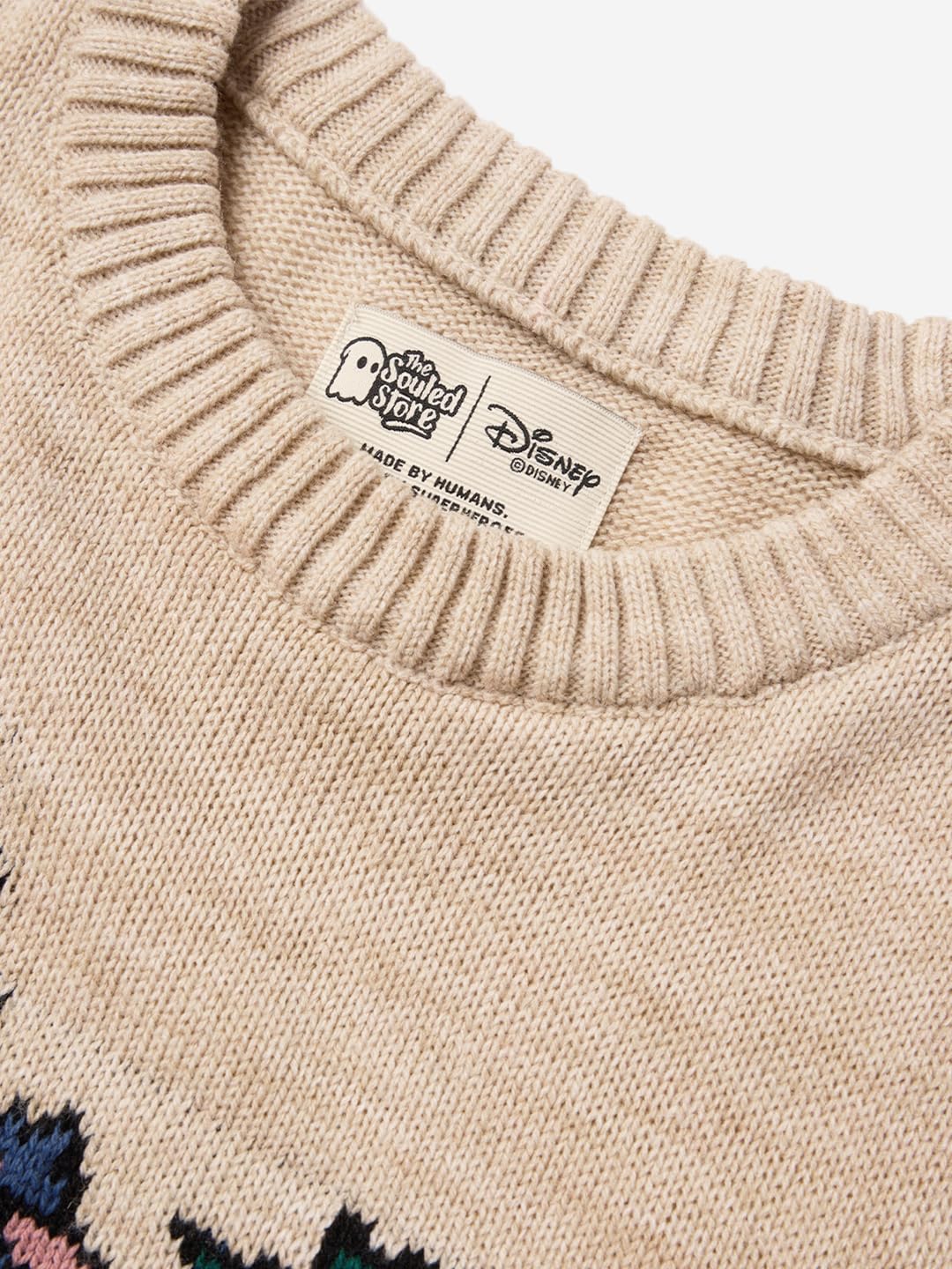 The Souled Store Official Lilo and Stitch: Ohana Women and Girls Oversized Sweater Beige