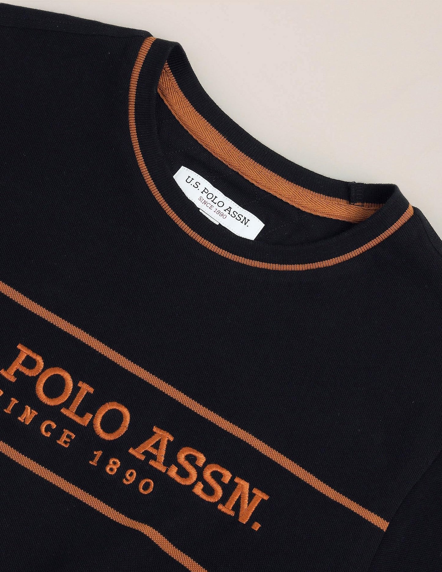 U.S. POLO ASSN. Brand Embroidered Cotton T-Shirt Black