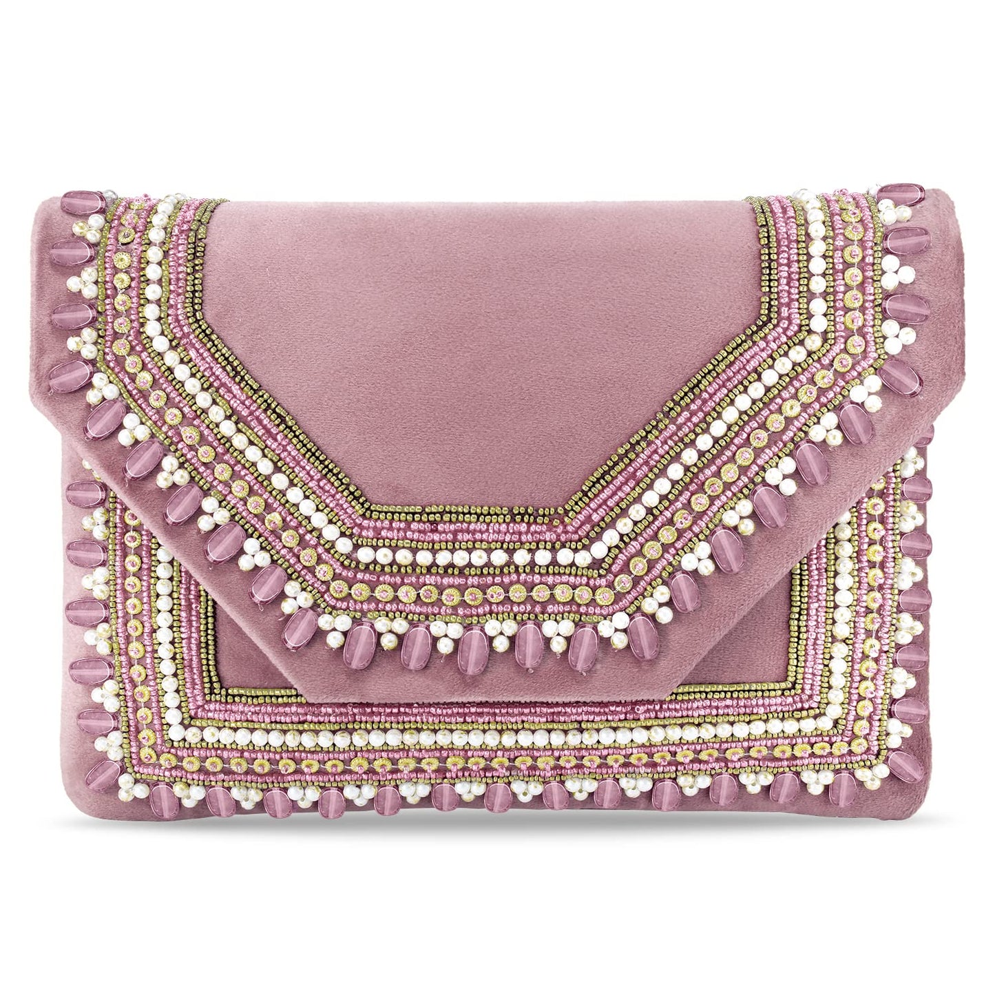 Peora Clutch Women's Purse Bridal Bag For Casual Detachable Strap Evening Sling Bag (Pink)-C58PK