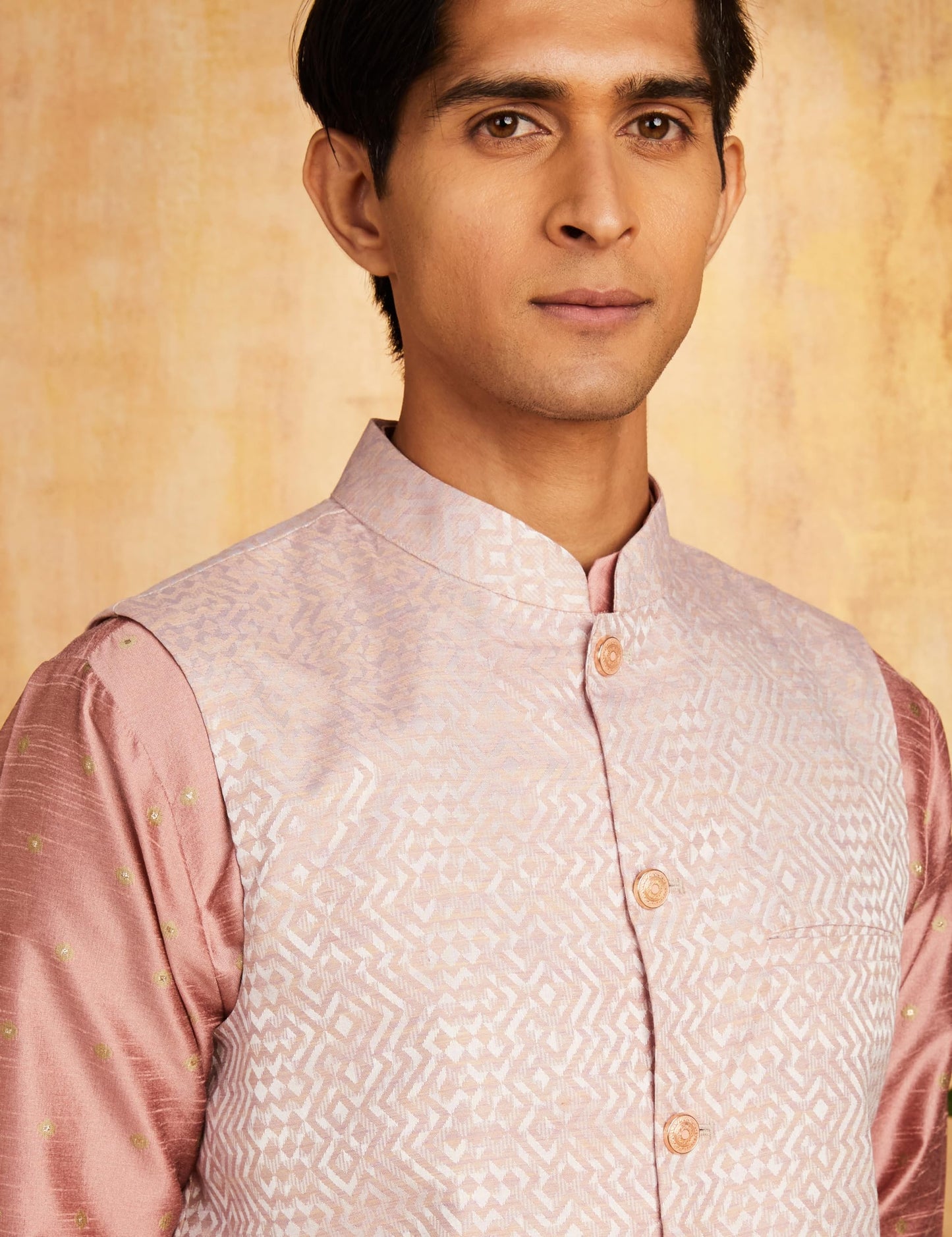 Amazon Brand - Symbol Men's Kurta Bundi Churidar Set_SY-A23-MNA-BFKC-116_Pink_L