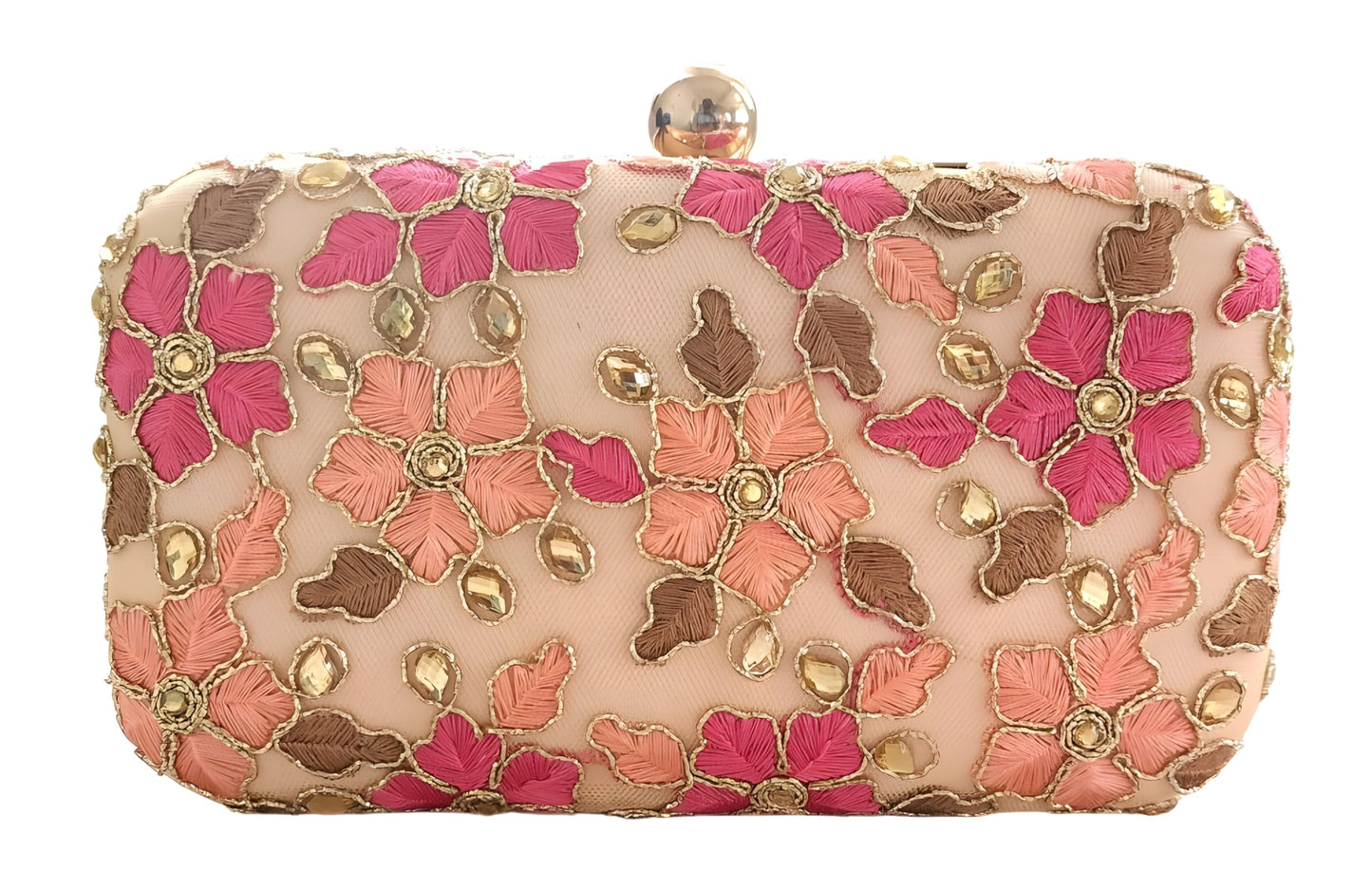 DUCHESS Women's Floral Peach Box Clutch (7"x4")