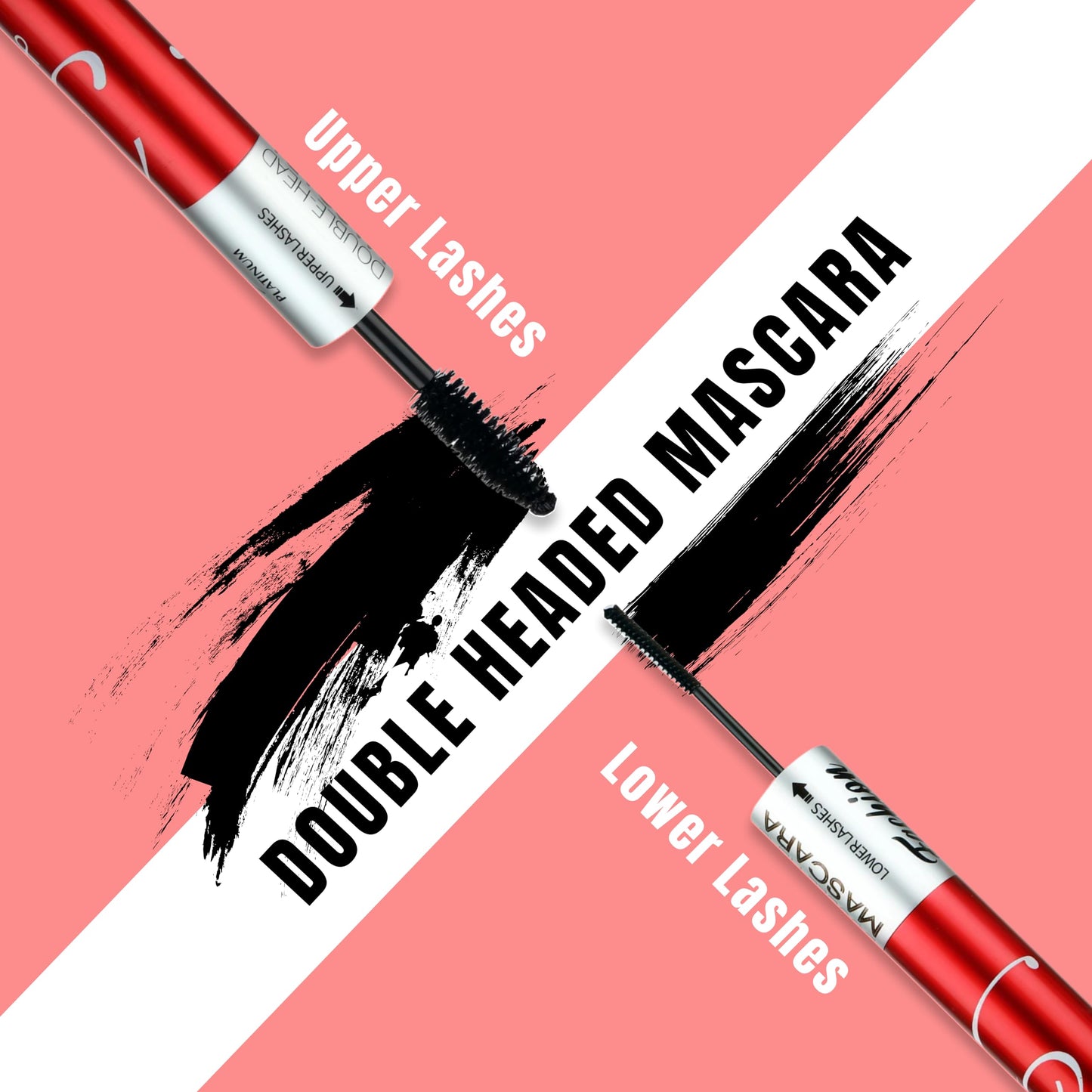 Fashion Colour Platinum Double Head Mascara For Upper & Lower Lashes (10ml) | 2-in-1 Mascara for Women | Volumizing and Lengthening Mascara | No Clumping | (Black)